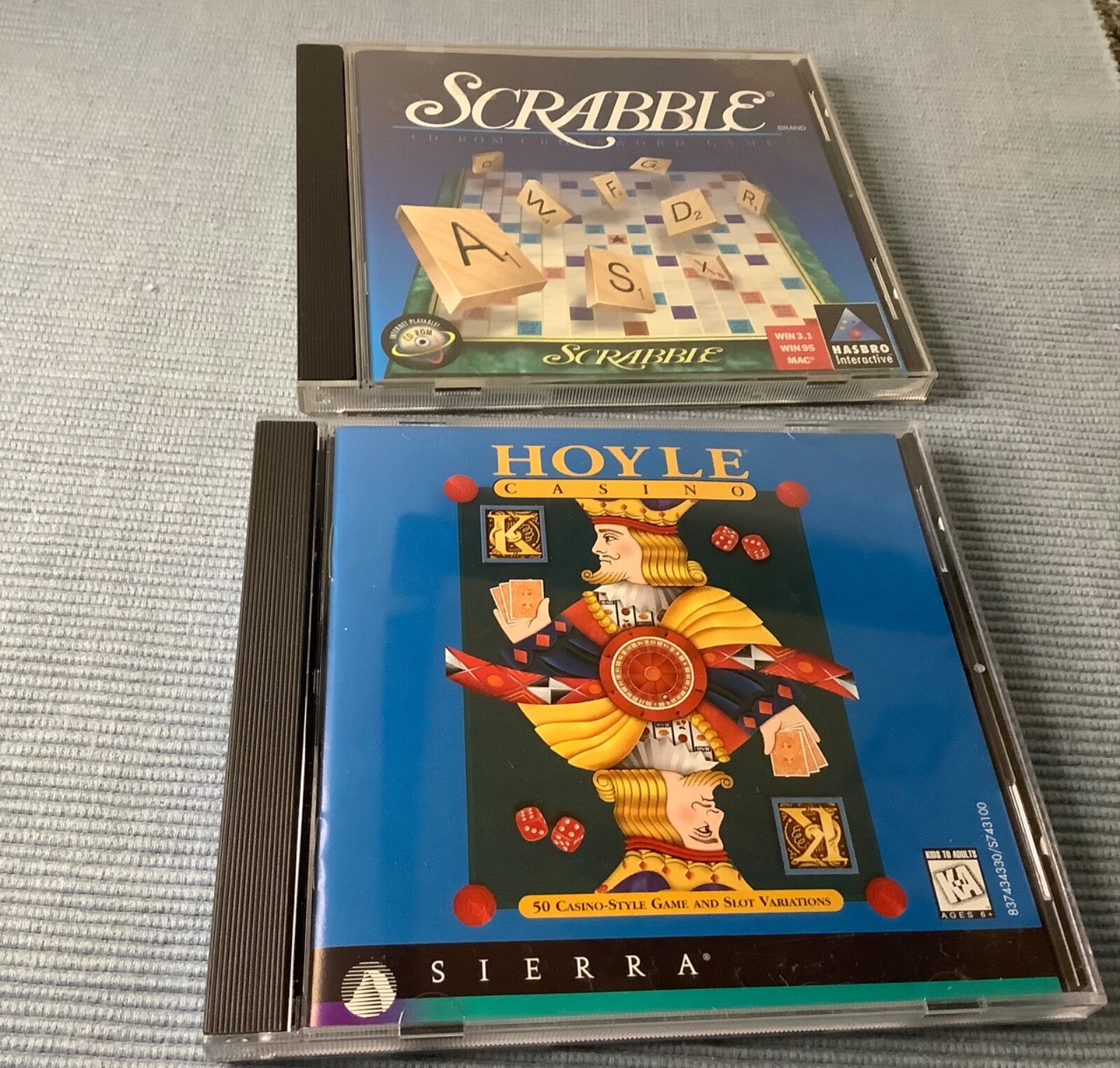 1996 Hoyle Casino & Scrabble PC Games With Cases, & 2004 Edition Of Jewel Quest