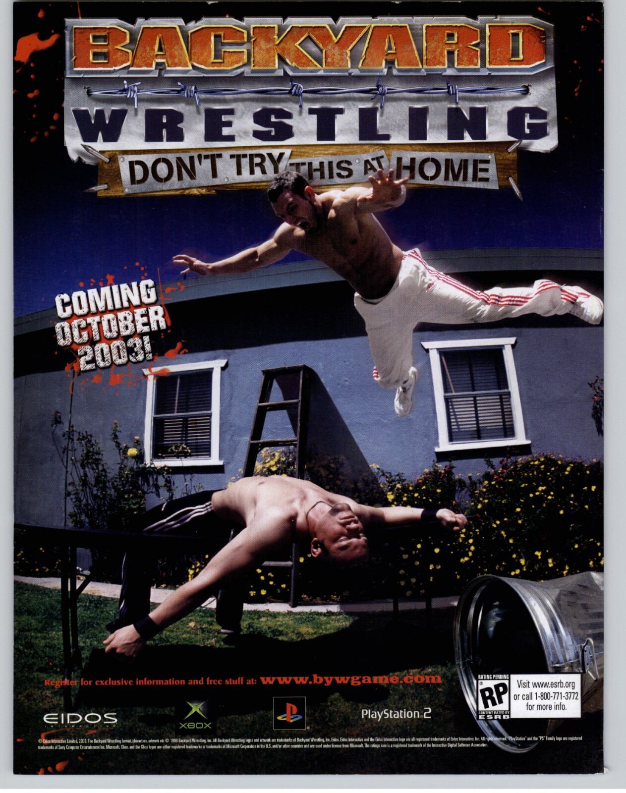 2003 Backyard Wrestling Xbox PS2 Video Game Art Vintage Print Ad Poster 