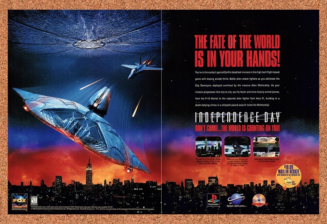 1997 Independence Day PS1 Original Advertisement / Retro Promo v1