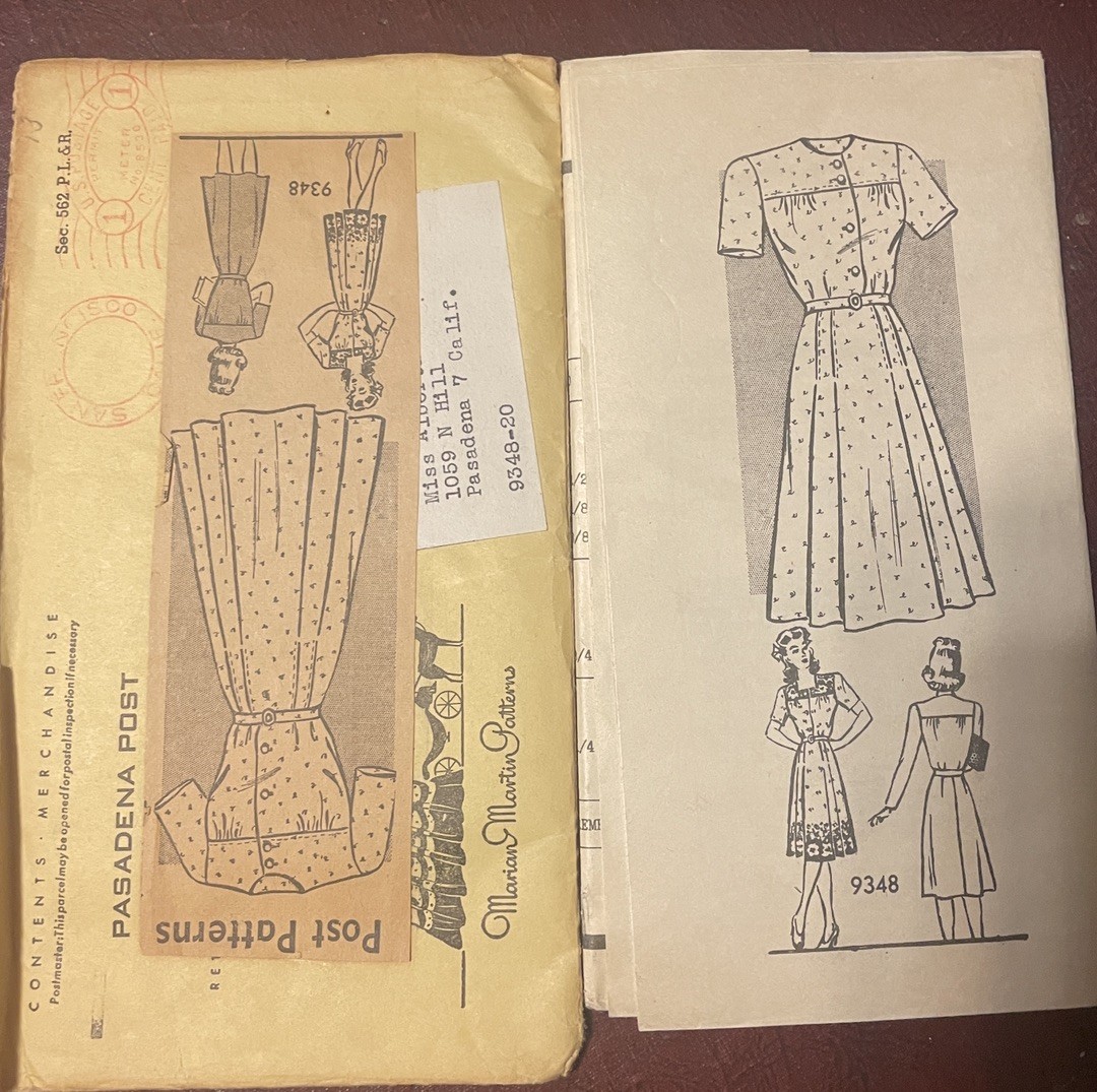 RARE Uncut Marian Martin 9348 30-40s ShirtDress Bust 38 Vintage Original Pattern