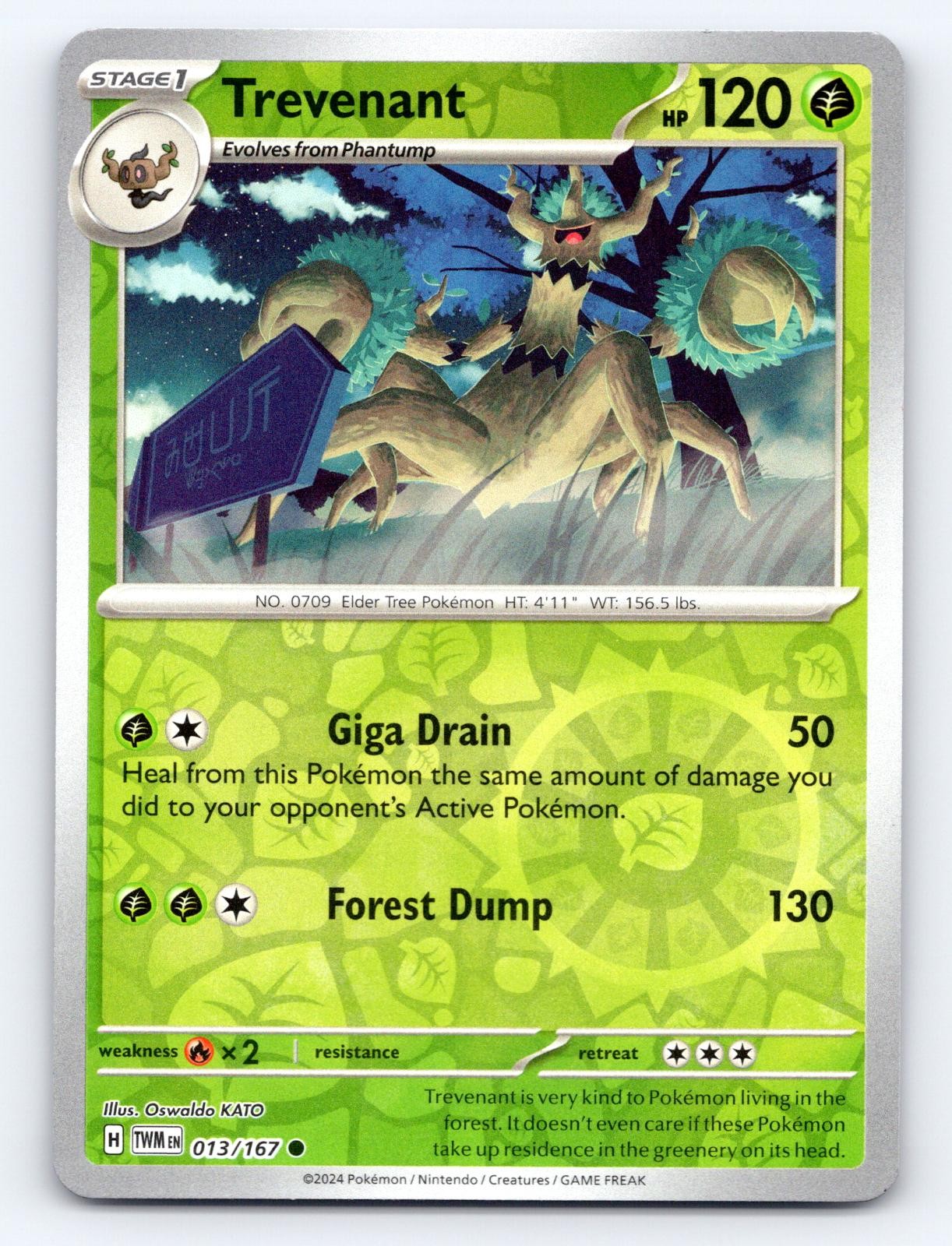 Trevenant 013/167 Common Twilight Masquerade Pokemon Reverse Holo Near Mint