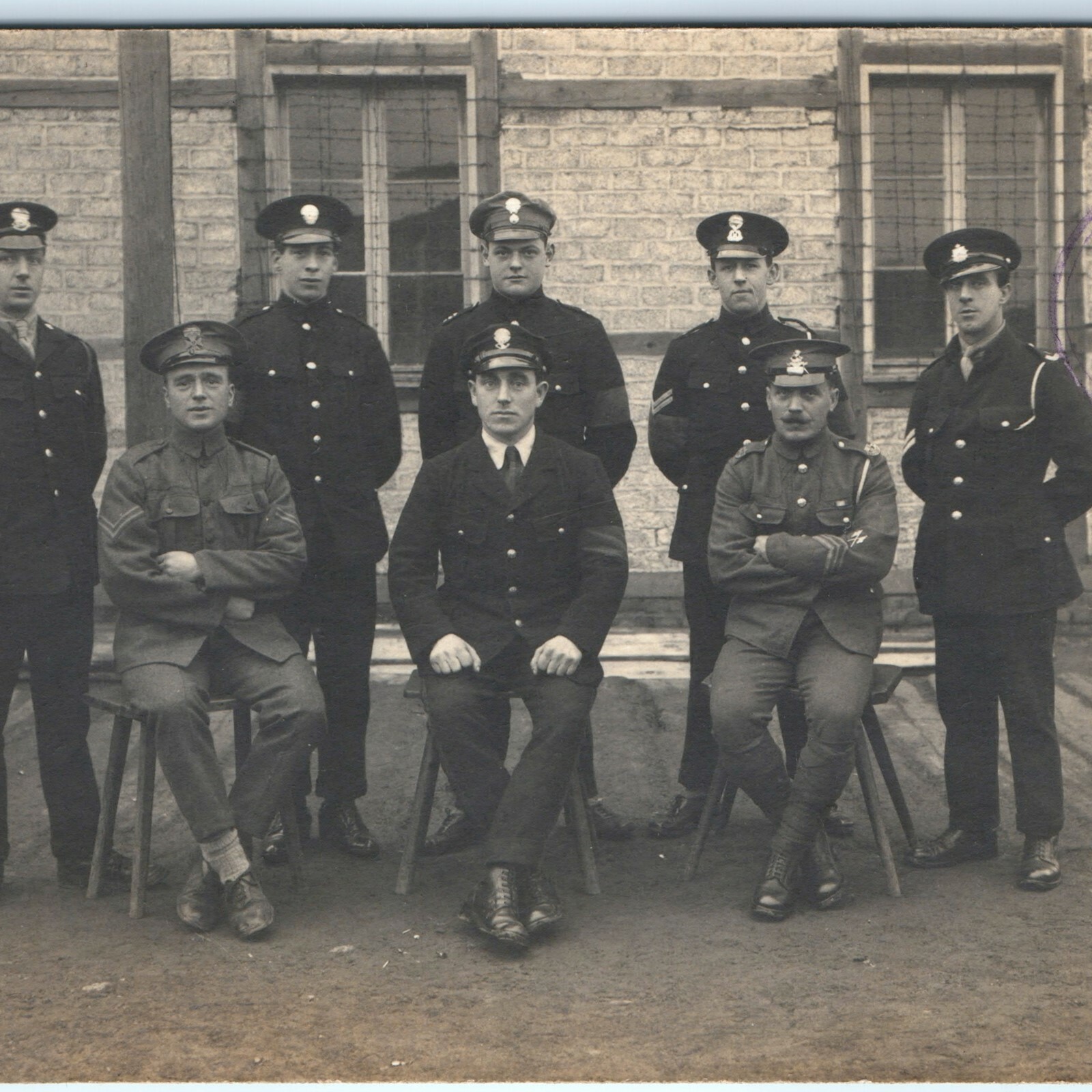 c1910s WWI Army Officers Group Portrait RPPC Real Photo Military Postcard
