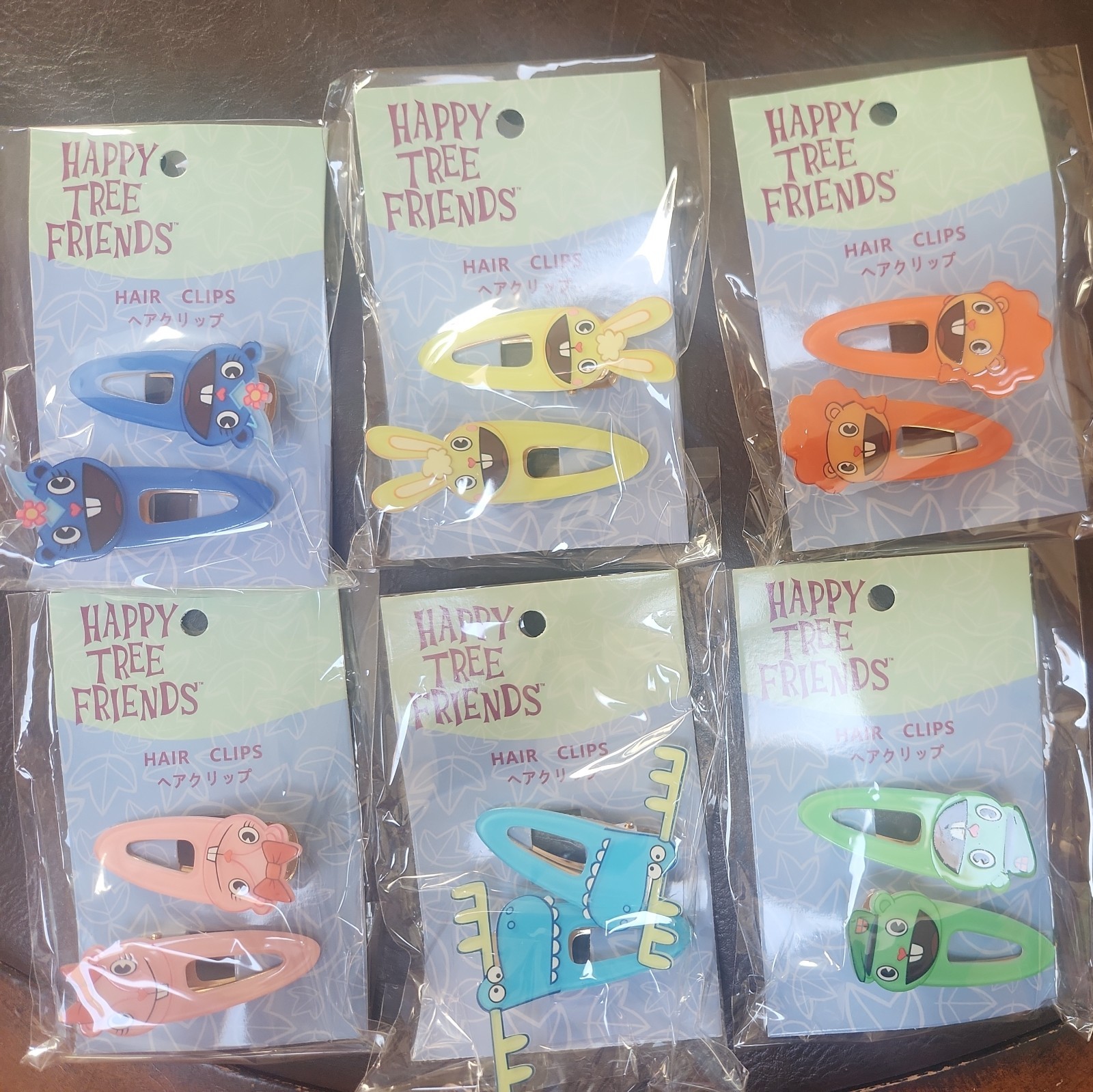 LAST ONE Happy Tree Friends Hair Clip Set of 6 Flippy, Giggles, Lumpy, HTF SET