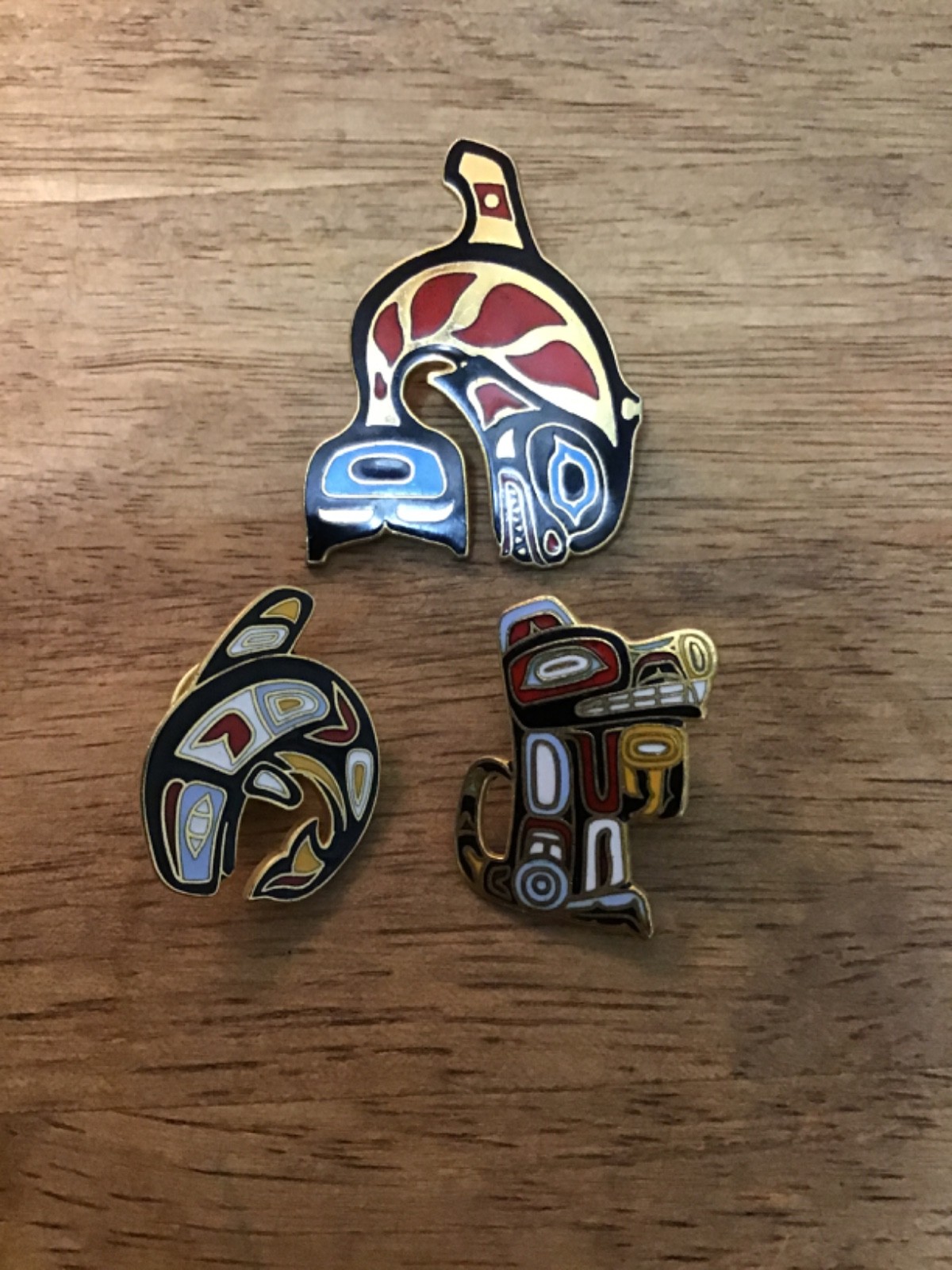 Bundle of 3 collectible Pacific Northwest indigenous style Formline Pins