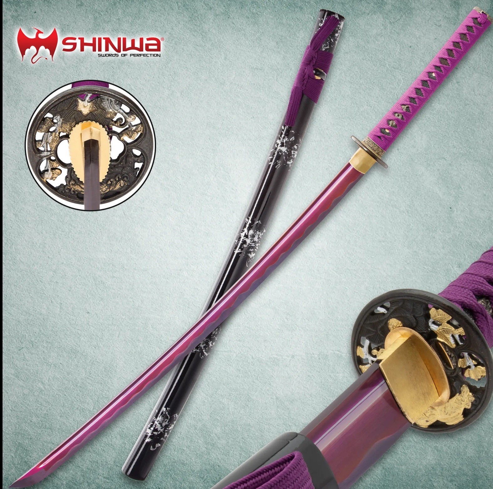Shinwa Purple Majesty Samurai Sword 1060 high CARBON STEEL 27 1/2” blade 39” Tot