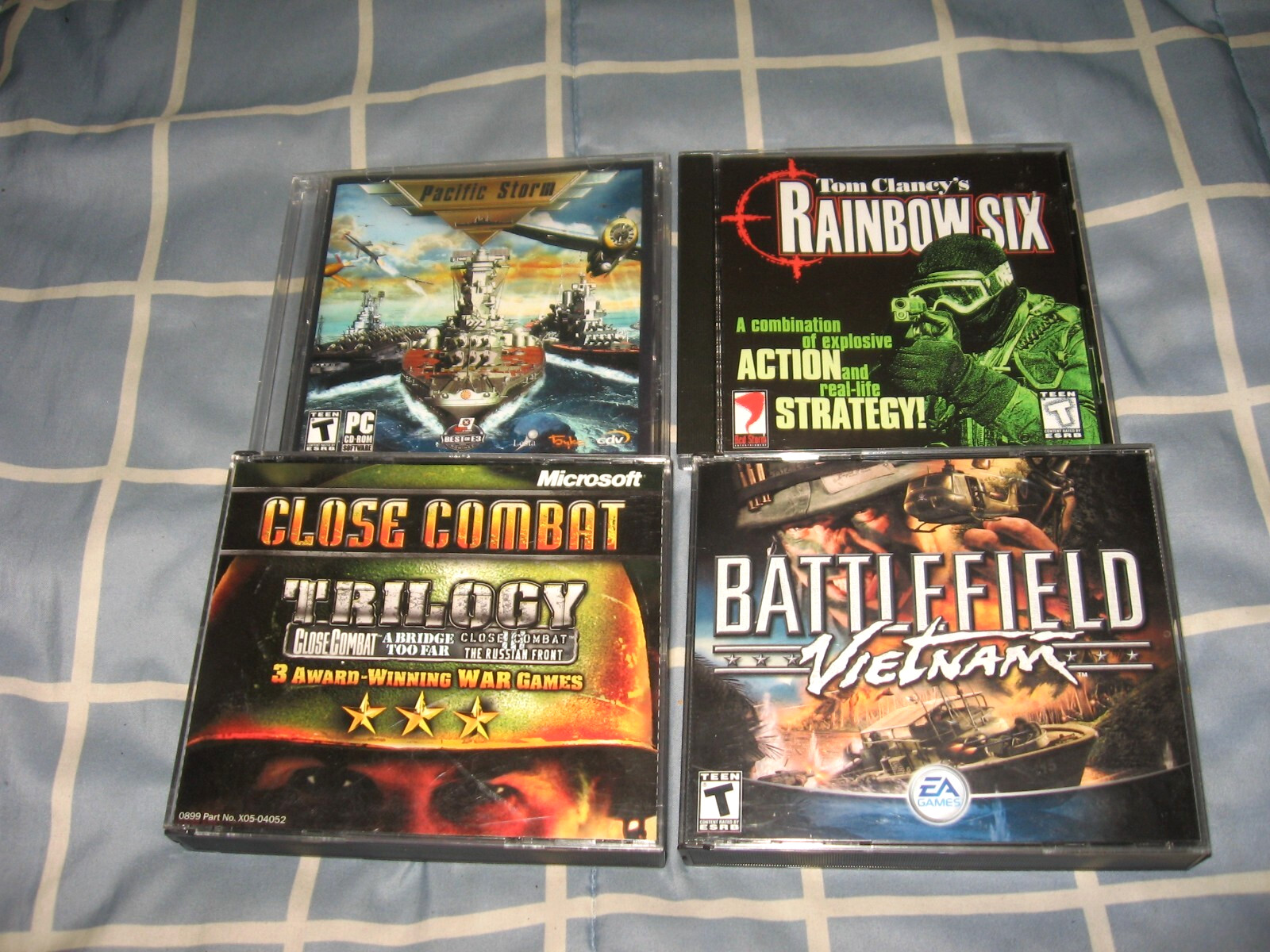 4 CD-Rom Games BATTLEFIELD VIETNAM PACIFIC STORM CLOSE COMBAT TRILOGY RAINBOW 6
