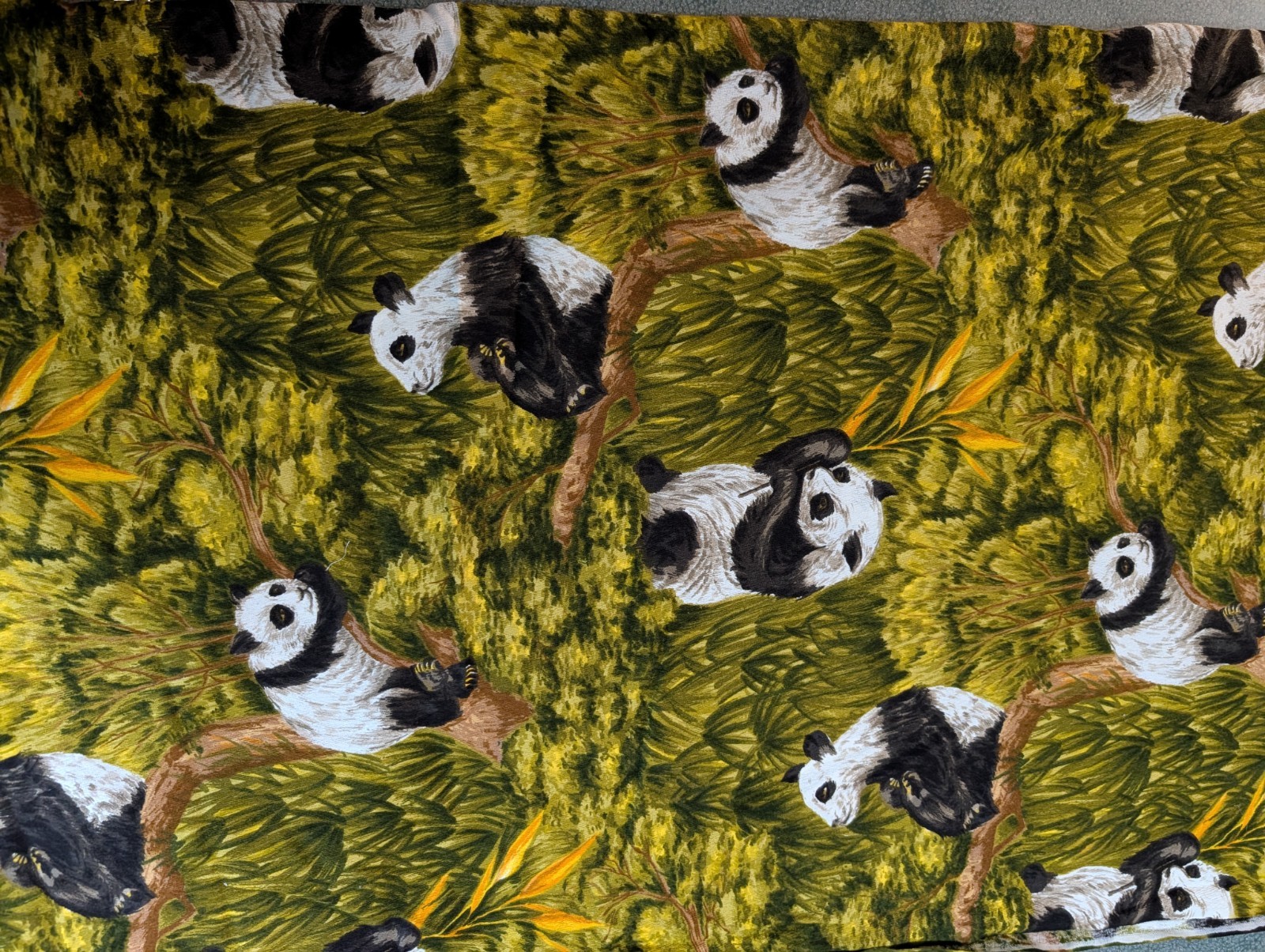 Vintage 1970s Wesco Reltex Panda Barkcloth Fabric Continuous Yardage 4+ Yards