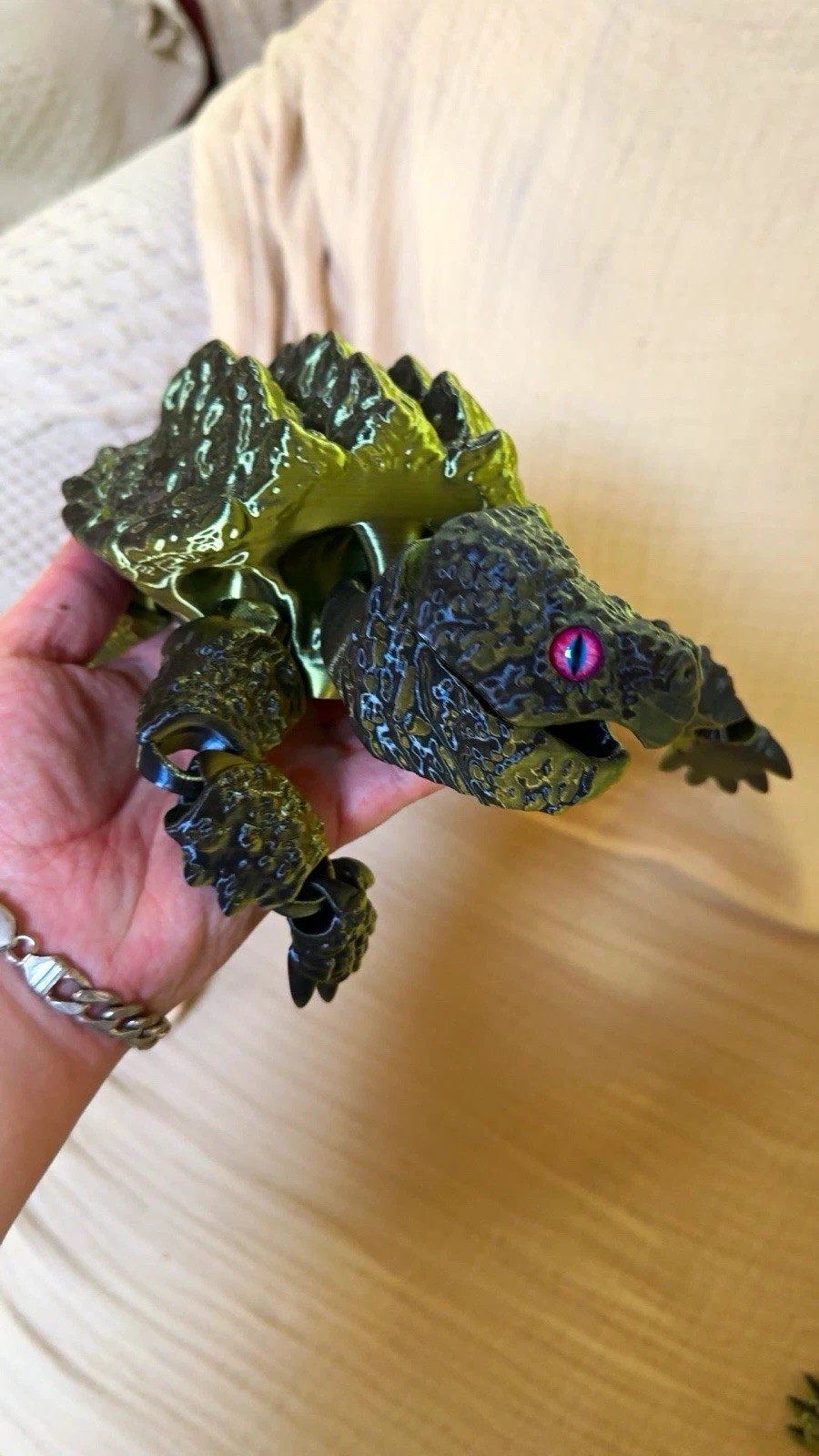 3d printed big Green Turtle Figurine Figure Toy with Purple Eyes