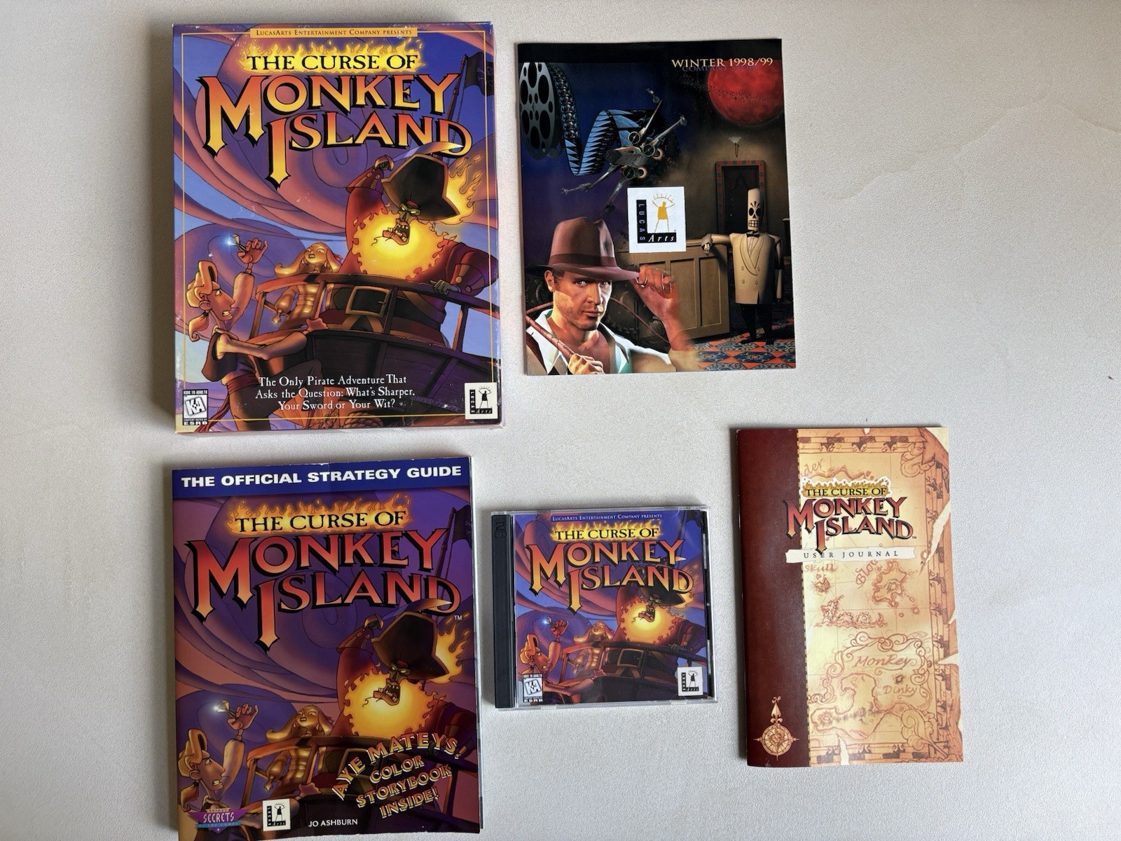 The Curse of Monkey Island Lucas Arts CD ROM Big Box PC Game & Strategy Guide