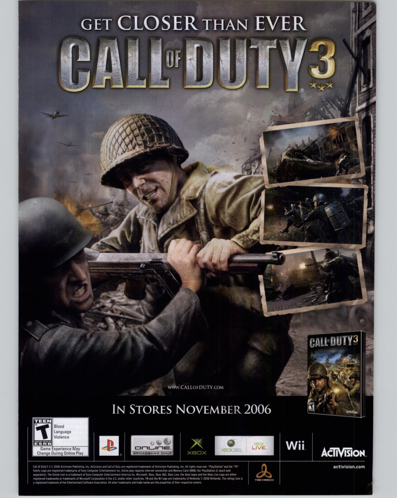 Call Of Duty 3 Vtg Video Game Print Ad Art 2006 Retro Magazine Advertisement 