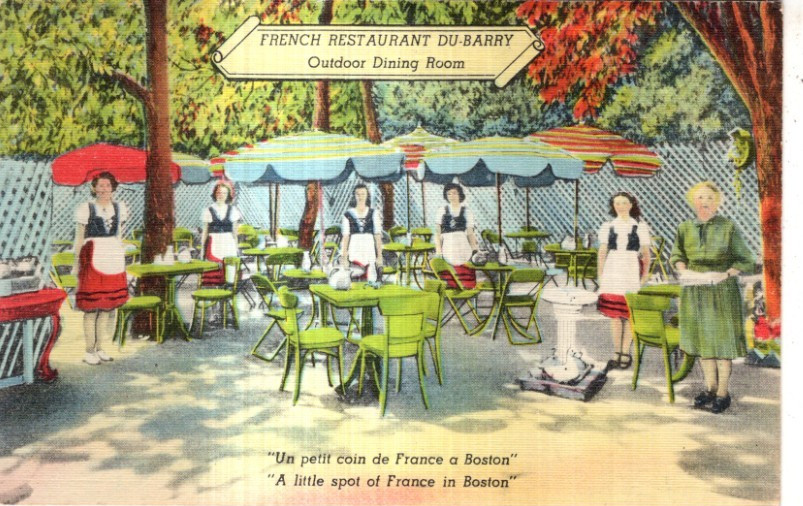 LINEN Postcard    OUTDOOR DINING ROOM, FRENCH RESTAURANT DU-BARRY  -  BOSTON, MA