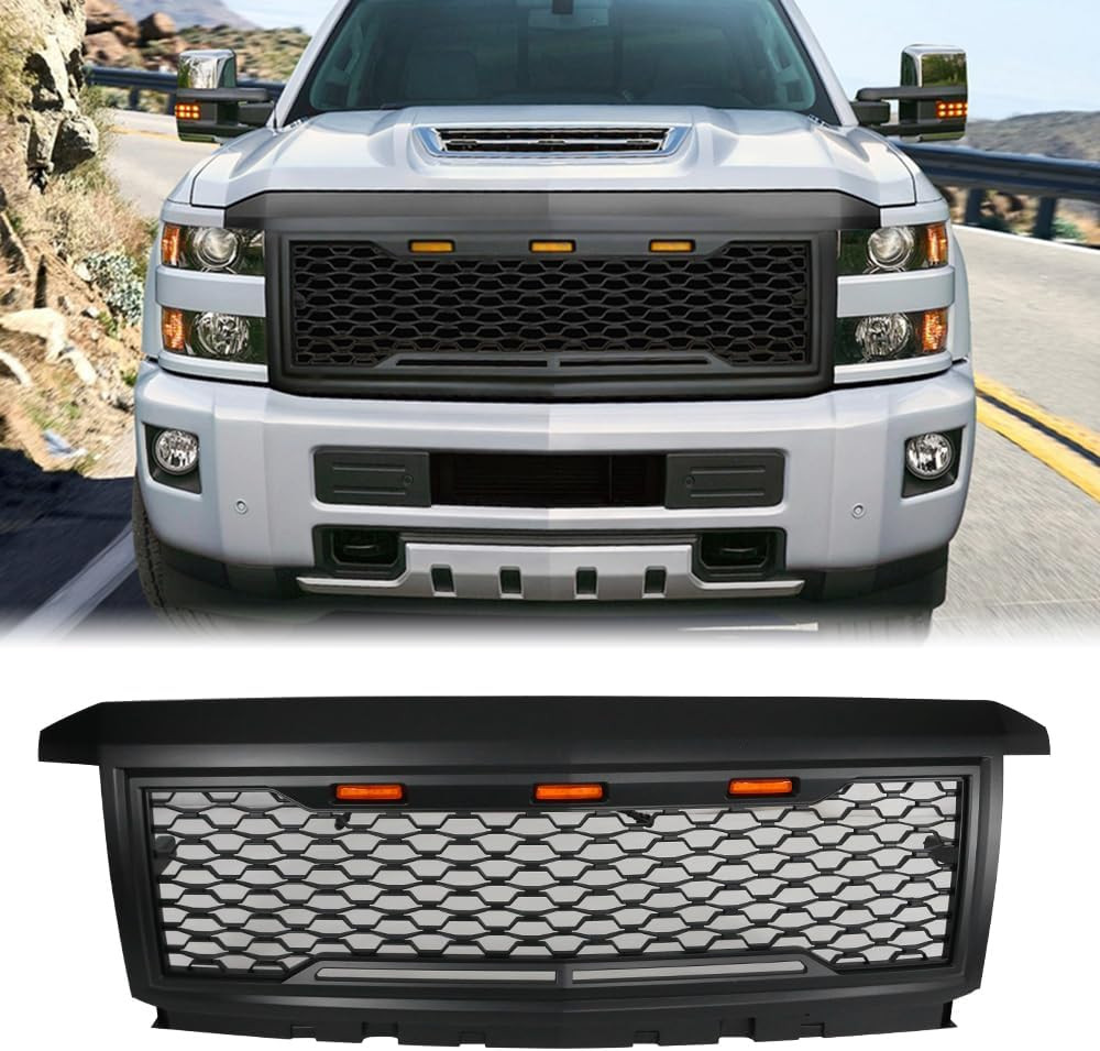 Grille for 2015-2018 Chevy Silverado 2500 3500, Matte Black