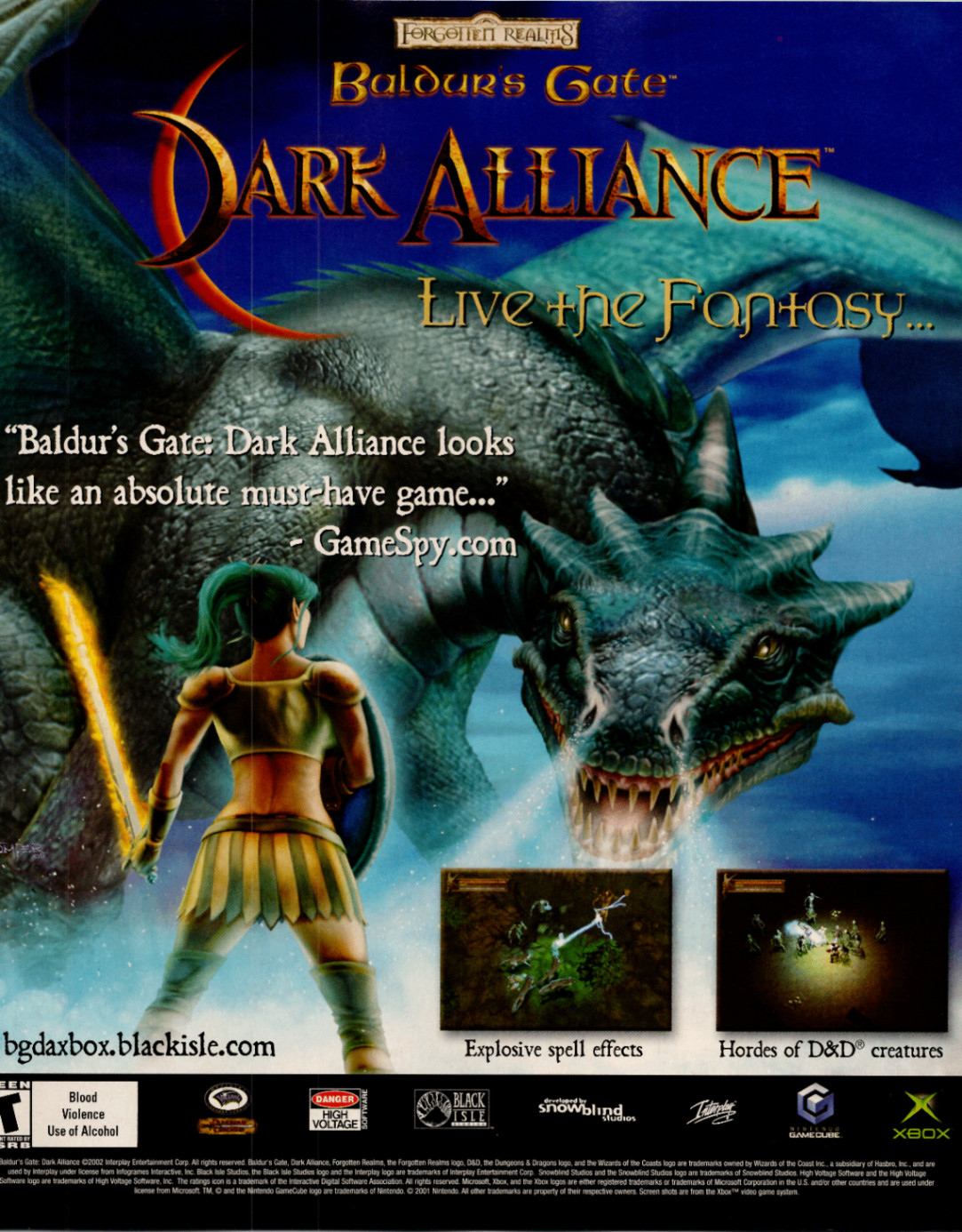 Baldur\'s Gate Dark Alliance Vintage 2002 Print Ad Poster Dungeons & Dragons Art