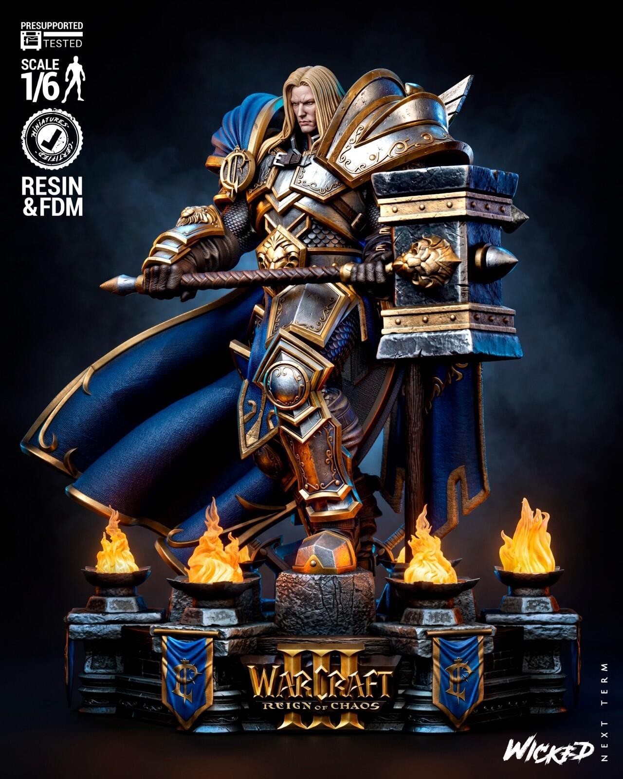 Arthas Sculpture | World of Warcraft | 3D Printed UNPAINTED | 1:8
