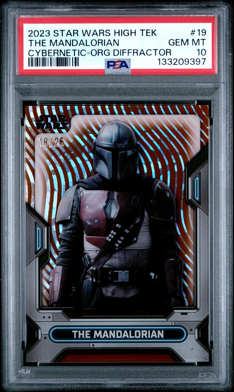 RARE 2023 Topps Star Wars High Tek Mandalorian Orange /25 PSA 10 GEM MINT pop 2