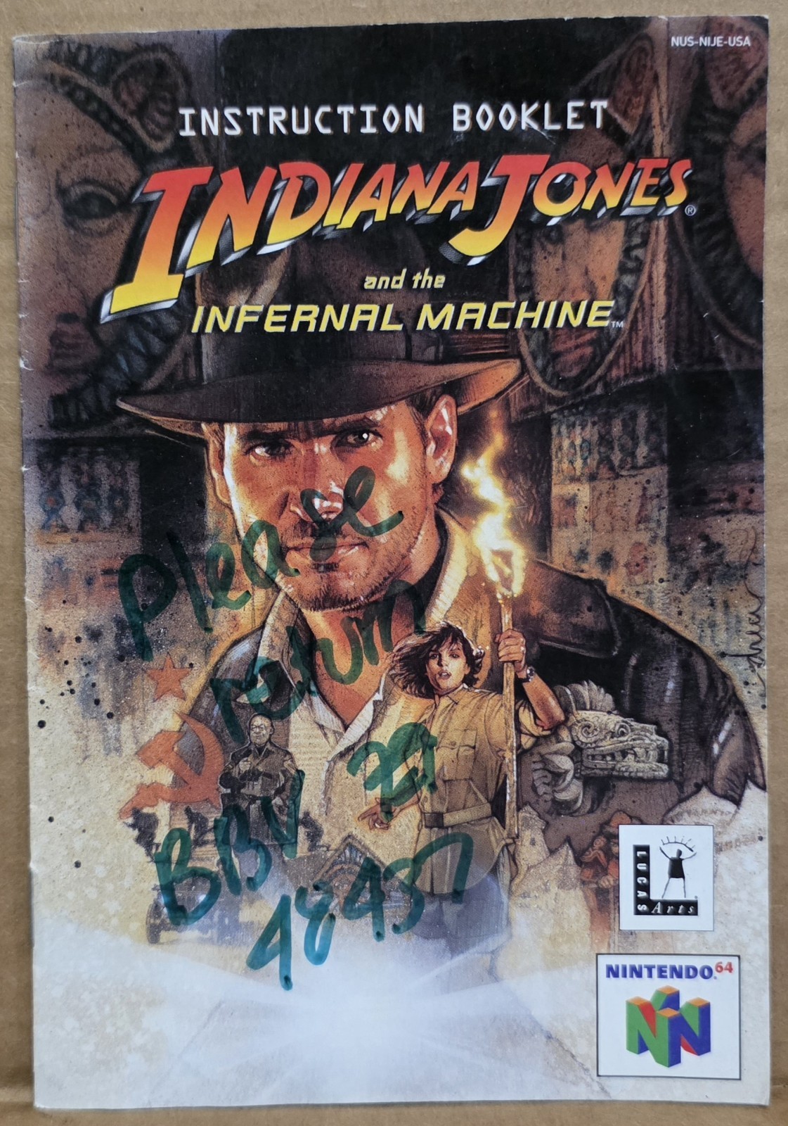 Indiana Jones and the Infernal Machine N64 Nintendo 64 - MANUAL ONLY - 