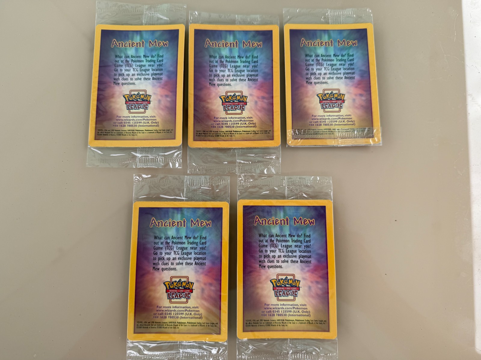 Genuine Vintage Pokemon Ancient Mew Promo Pack with TCG League 5x NEW SEALED
