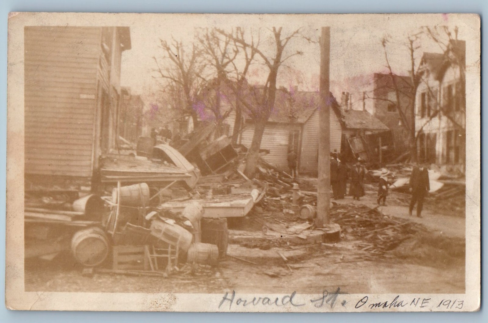 Omaha Nebraska NE Postcard RPPC Photo Howard Street House Disaster c1910's