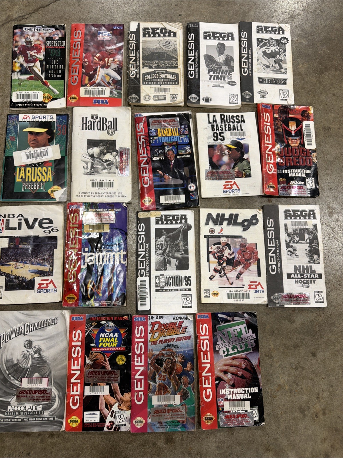 19 Sega Genesis Manual Lot – NFL, NBA, Judge Dredd, Jammit + More – Authentic #4