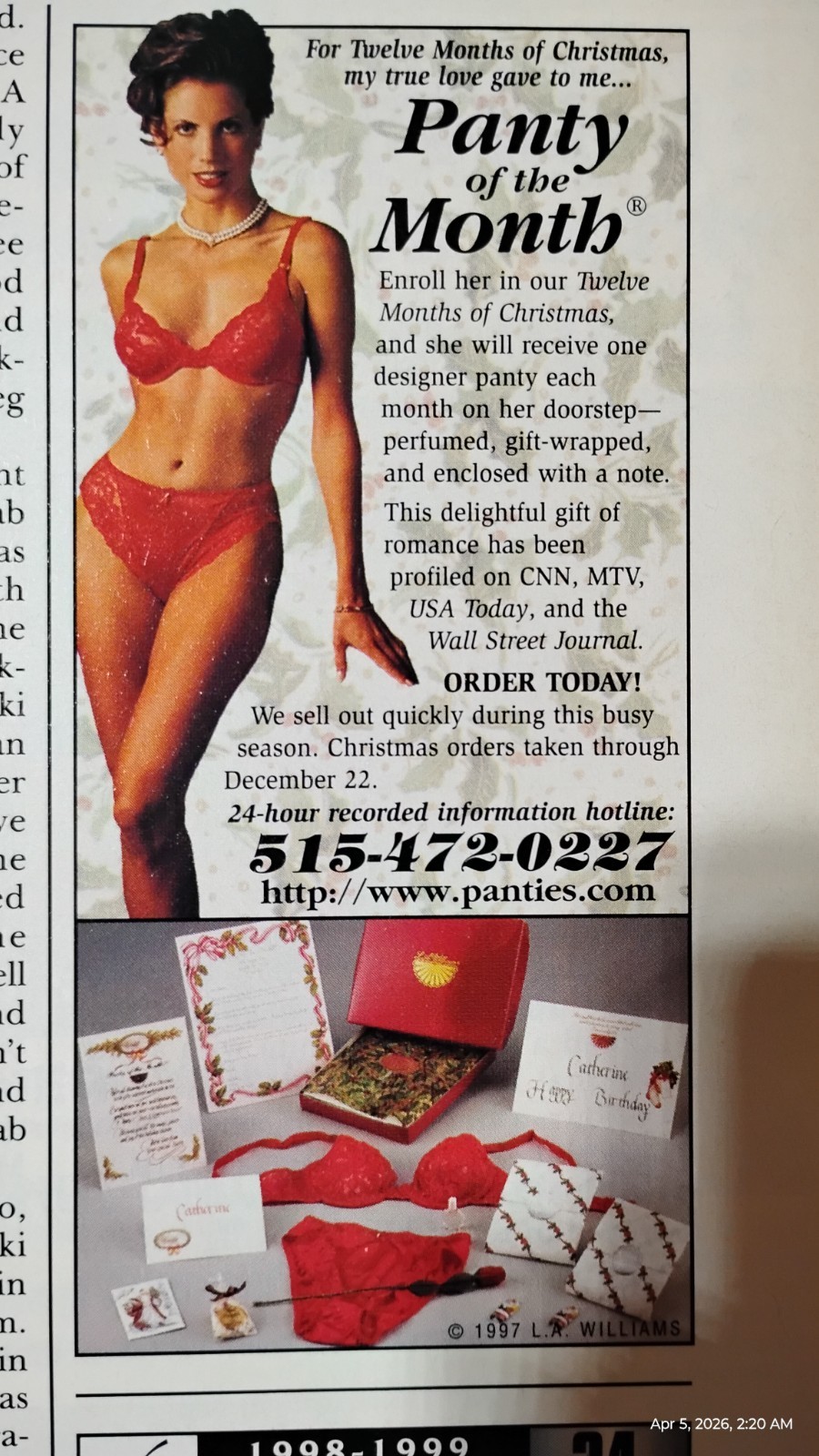 Vintage Lingerie Panty Month Ad Clipping
