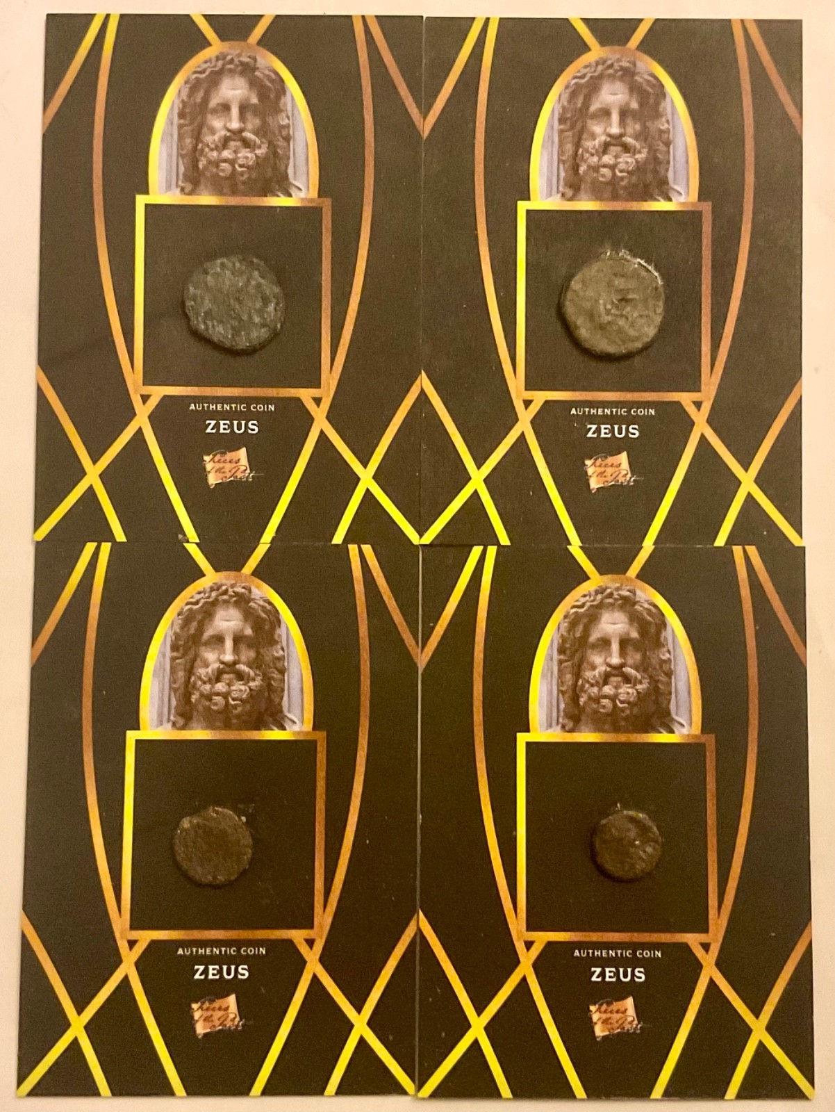 4 ZEUS ANCIENT COINS ONLY 95 MADE PIECES OF THE PAST like leaf metal pop century