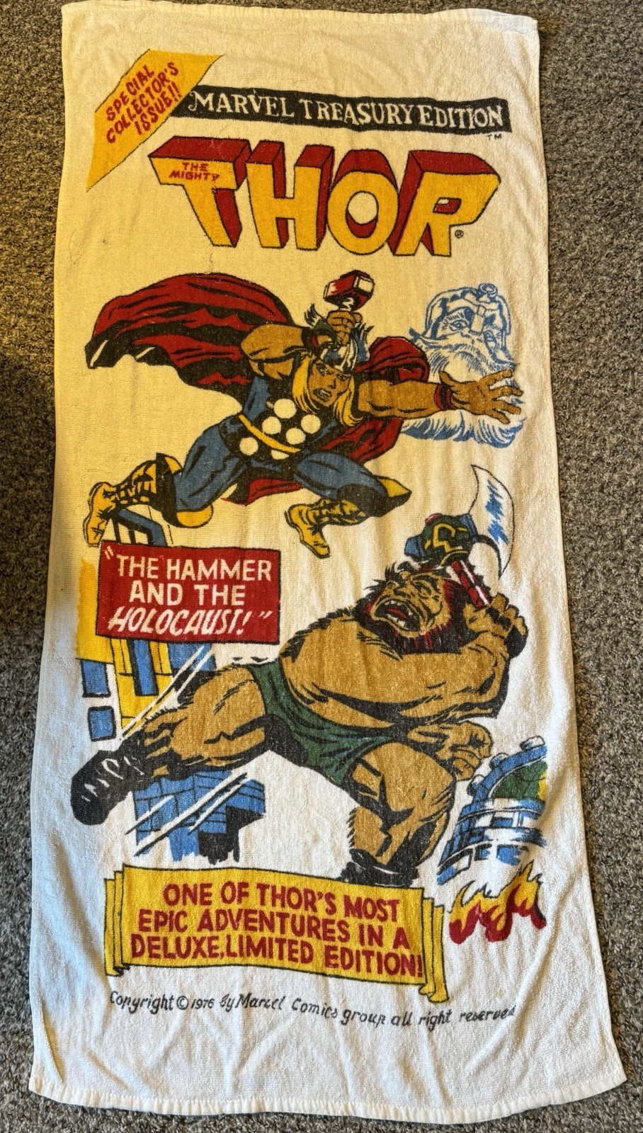 Vintage 1976 Marvel Comics Thor Beach Towel 