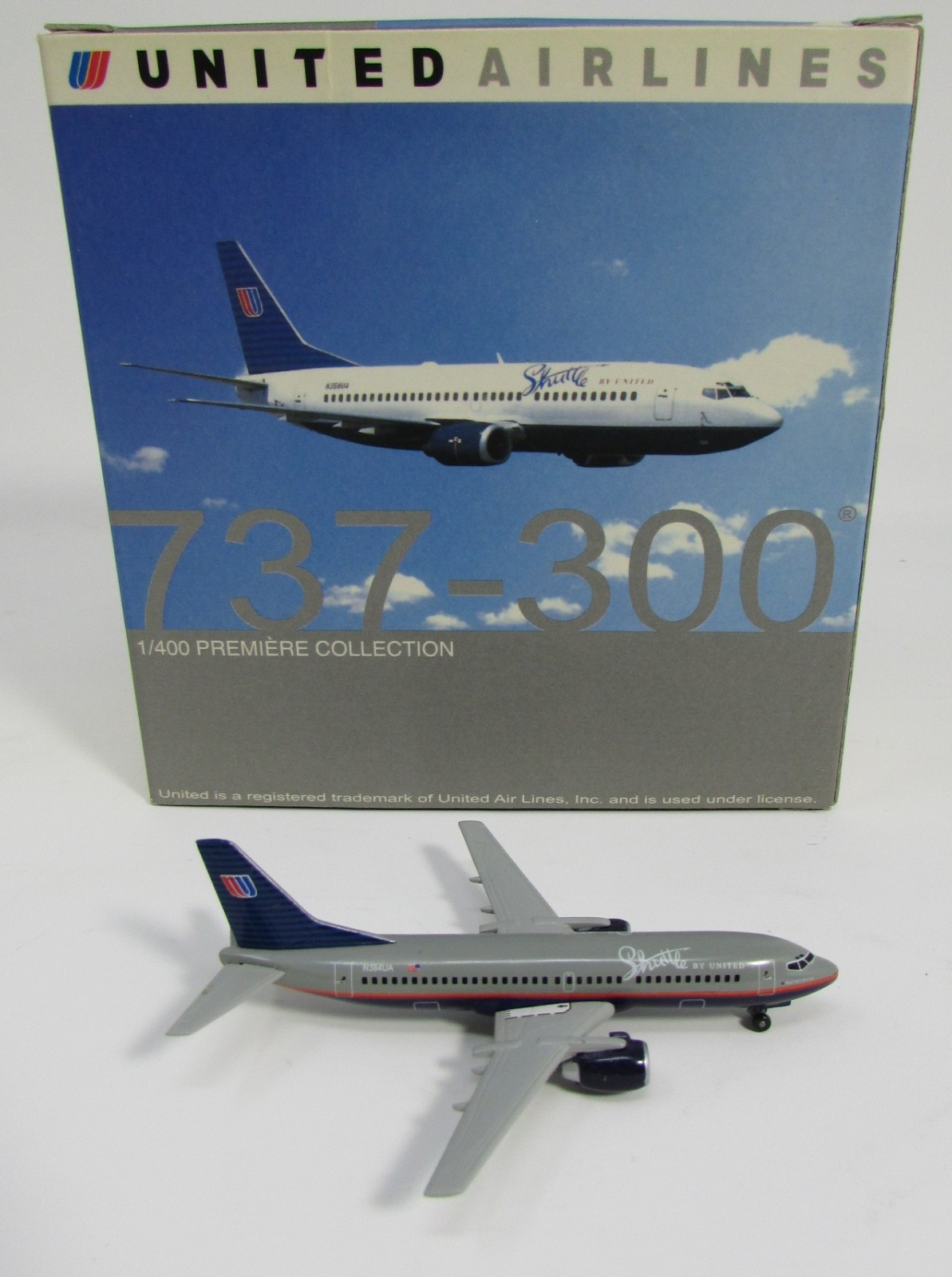 Boeing B737-300 Shuttle United N384UA Gray Dragon Wings 55503 Diecast NO STAND