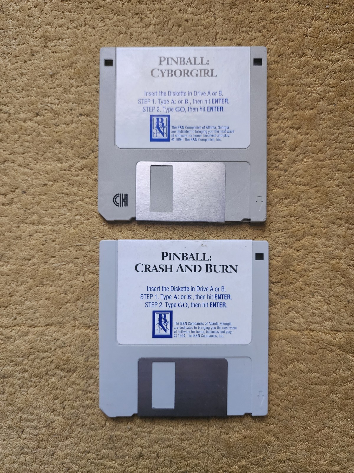 Lot of 2 PC Pinball Games Crash & Burn and Cyborgirl 1994 1995 Diskette ONLY