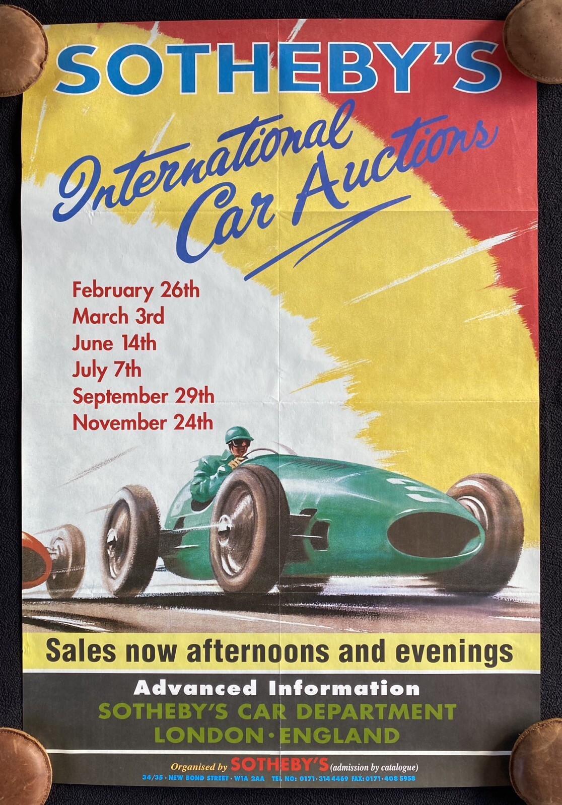 Sotheby's London International Car Auctions Poster 