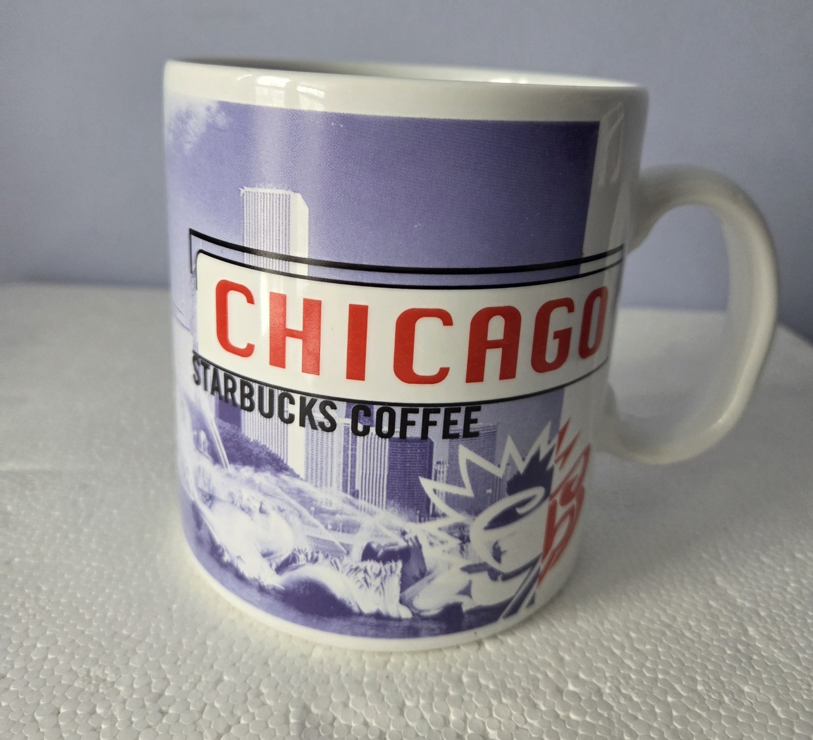 Vth 1998 Starbucks Chicago Landmarks City 20 oz Coffee Mug Cup BIG PURPLE 