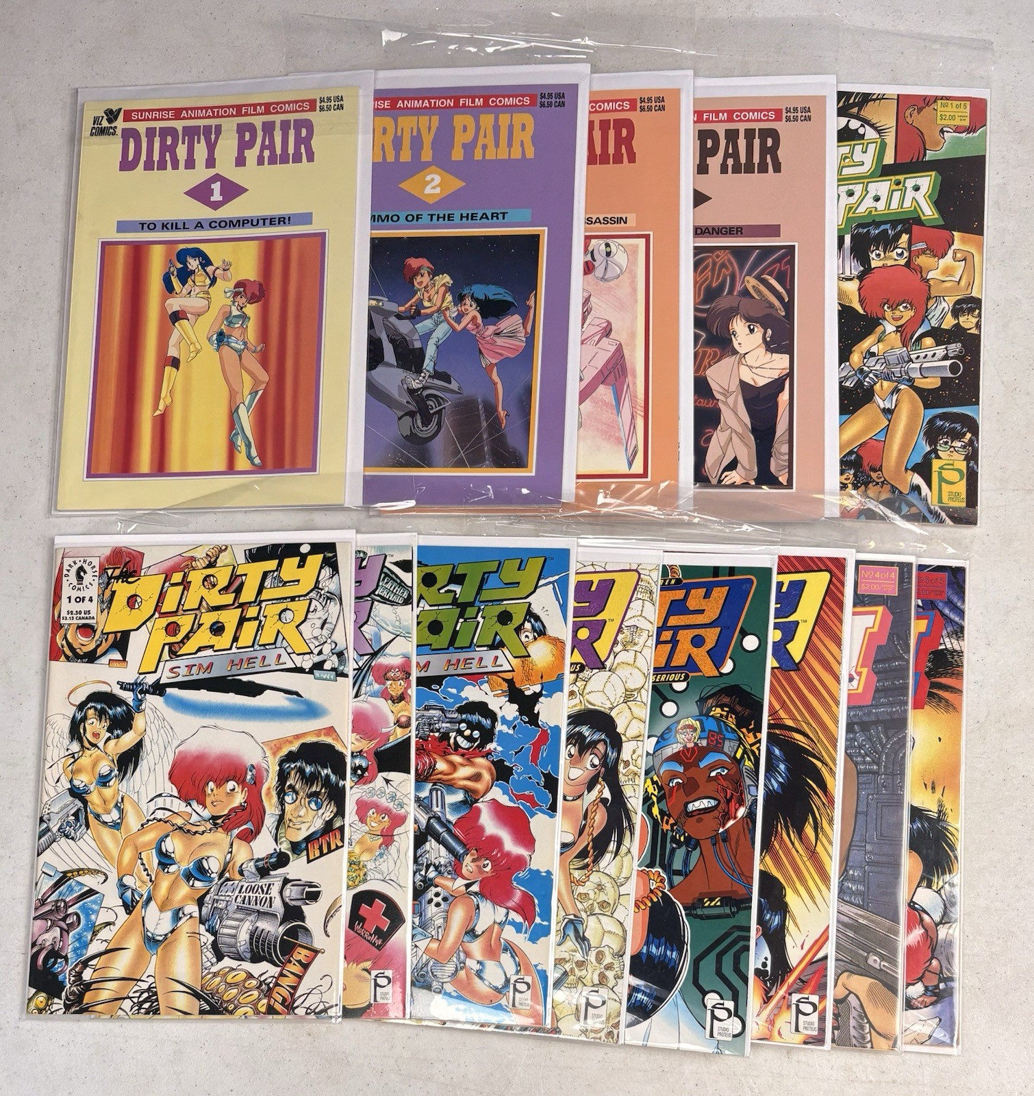 Lot Of 13 The Dirty Pair Comic Books: Sim Hell, Fatal But Not Serious, II, More