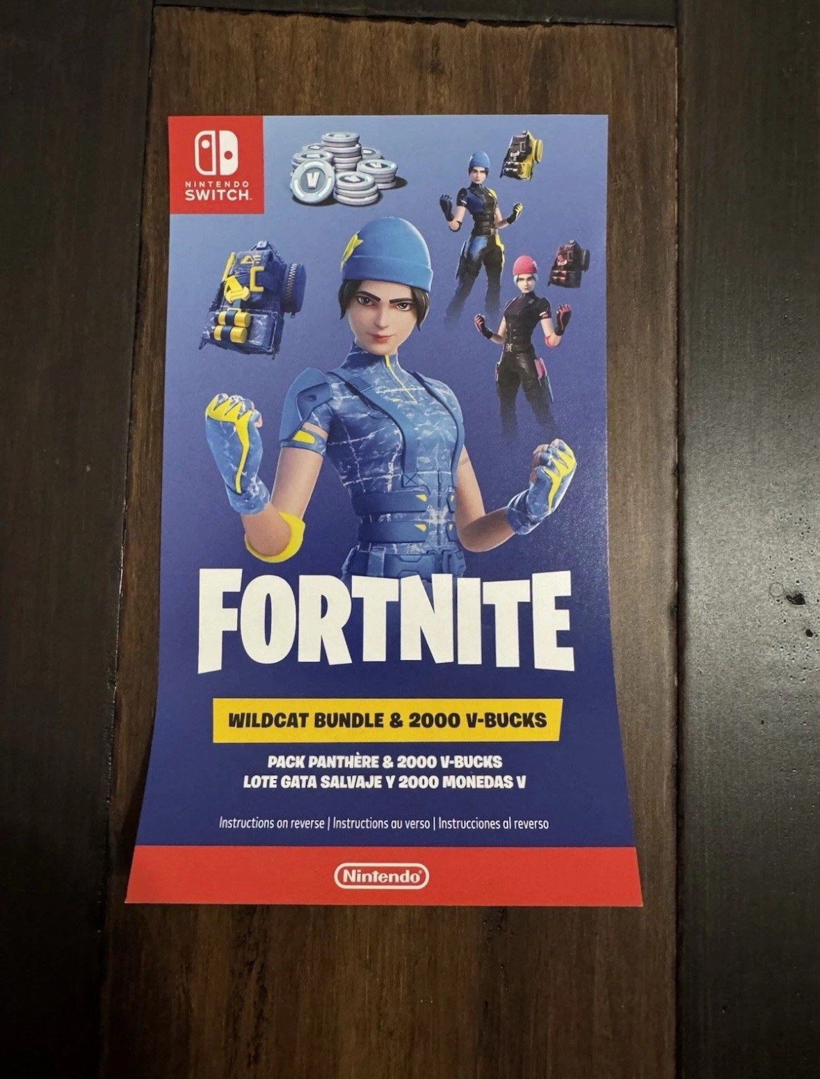 Nintendo Switch Fortnite Wildcat Code & 2000 V-Bucks (UNUSED)