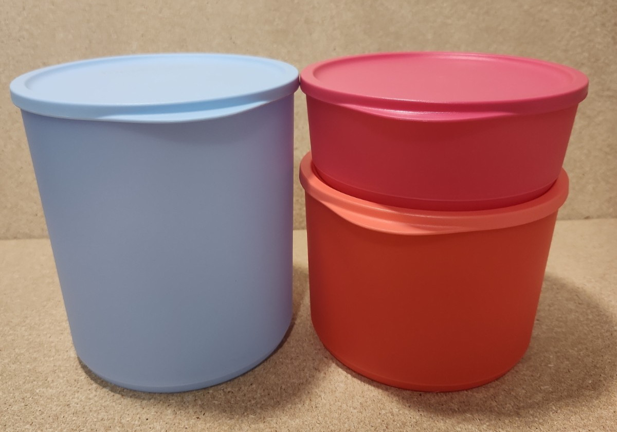 Set of 3 Tupperware Basic Bright Round Canister/ Containers