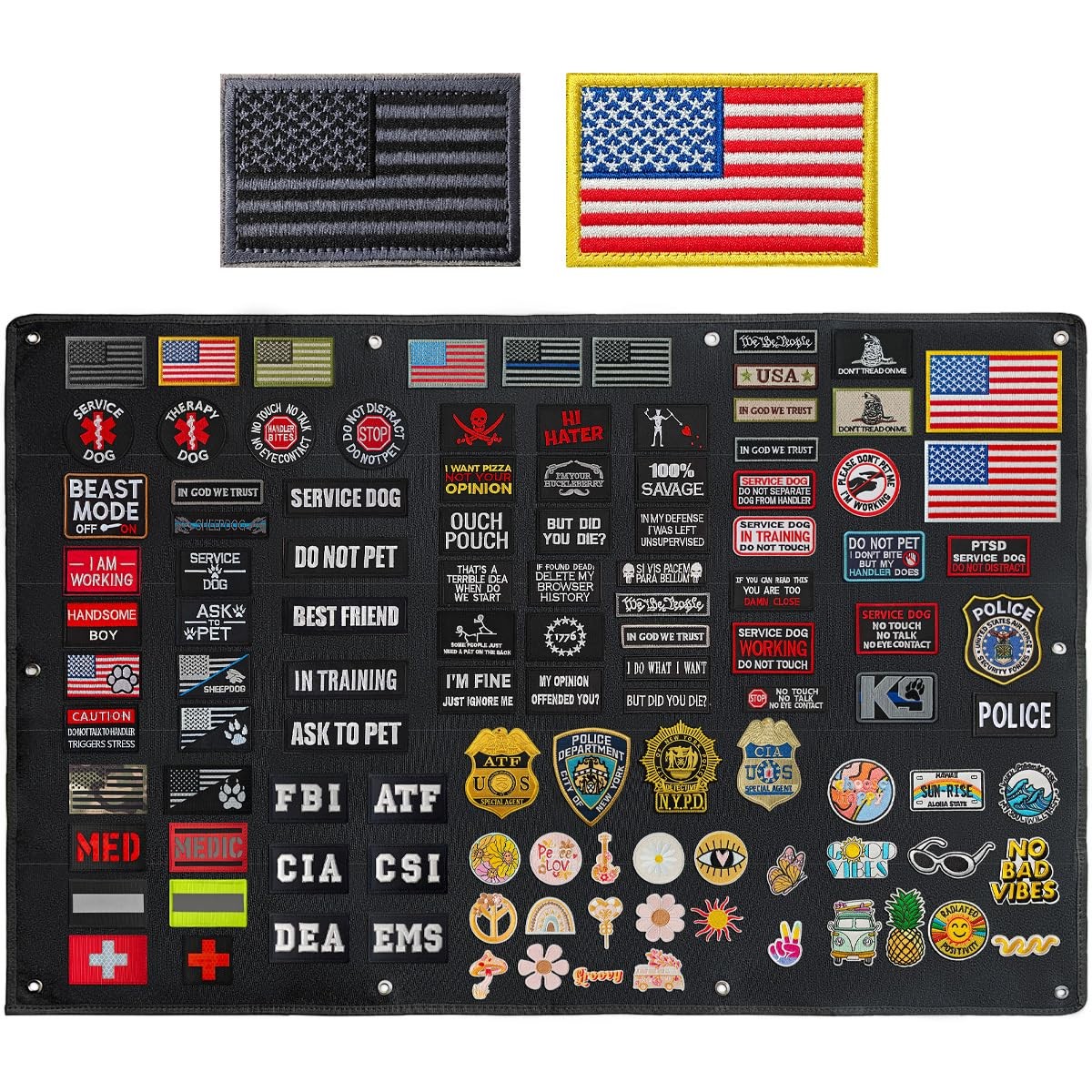 Black Tactical Patch Wall Board,Collapsible Tactical Patch Display, Hook and ...