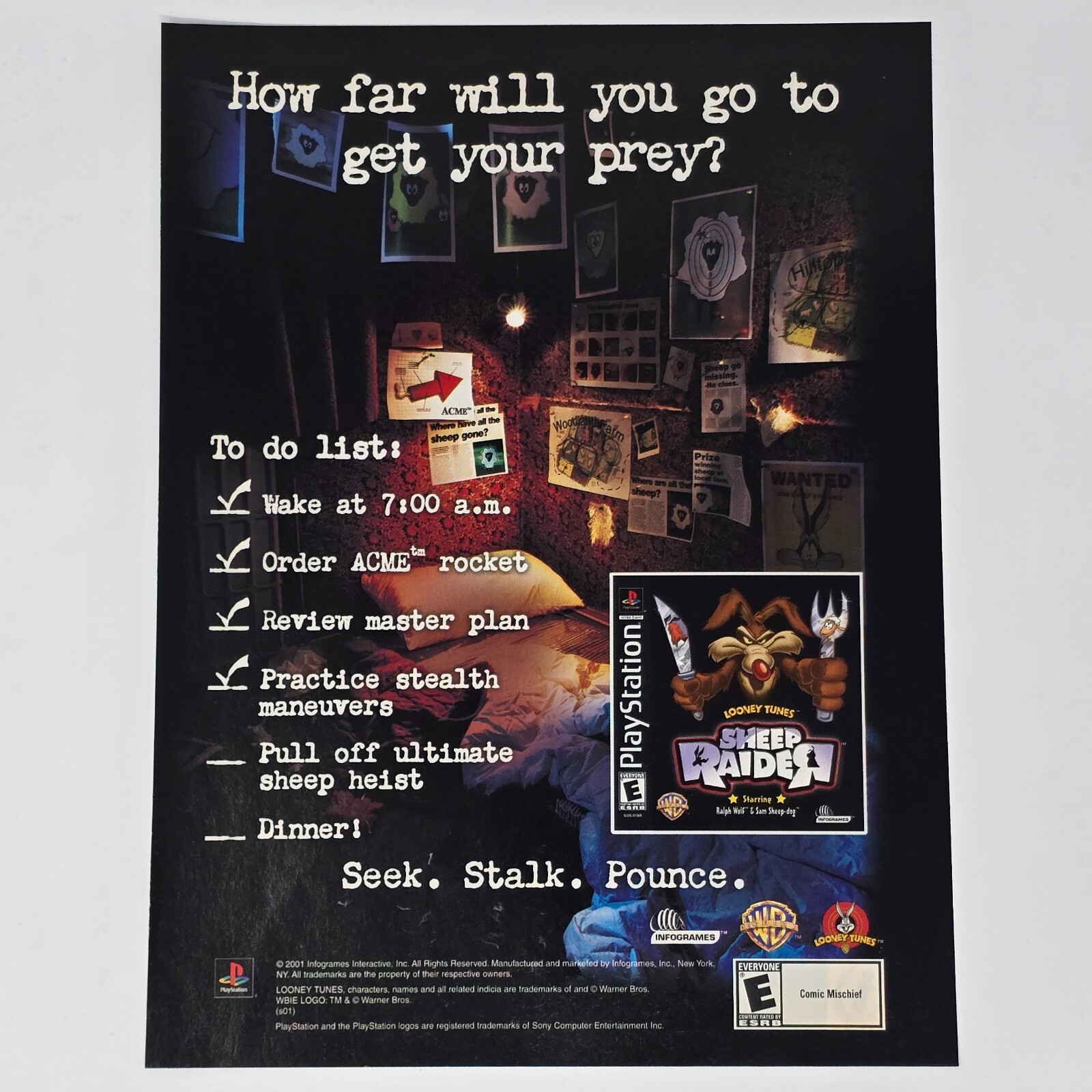 Looney Tunes Sheep Raider PlayStation 1 PS1 To Do List Print Ad/Poster Promo Art