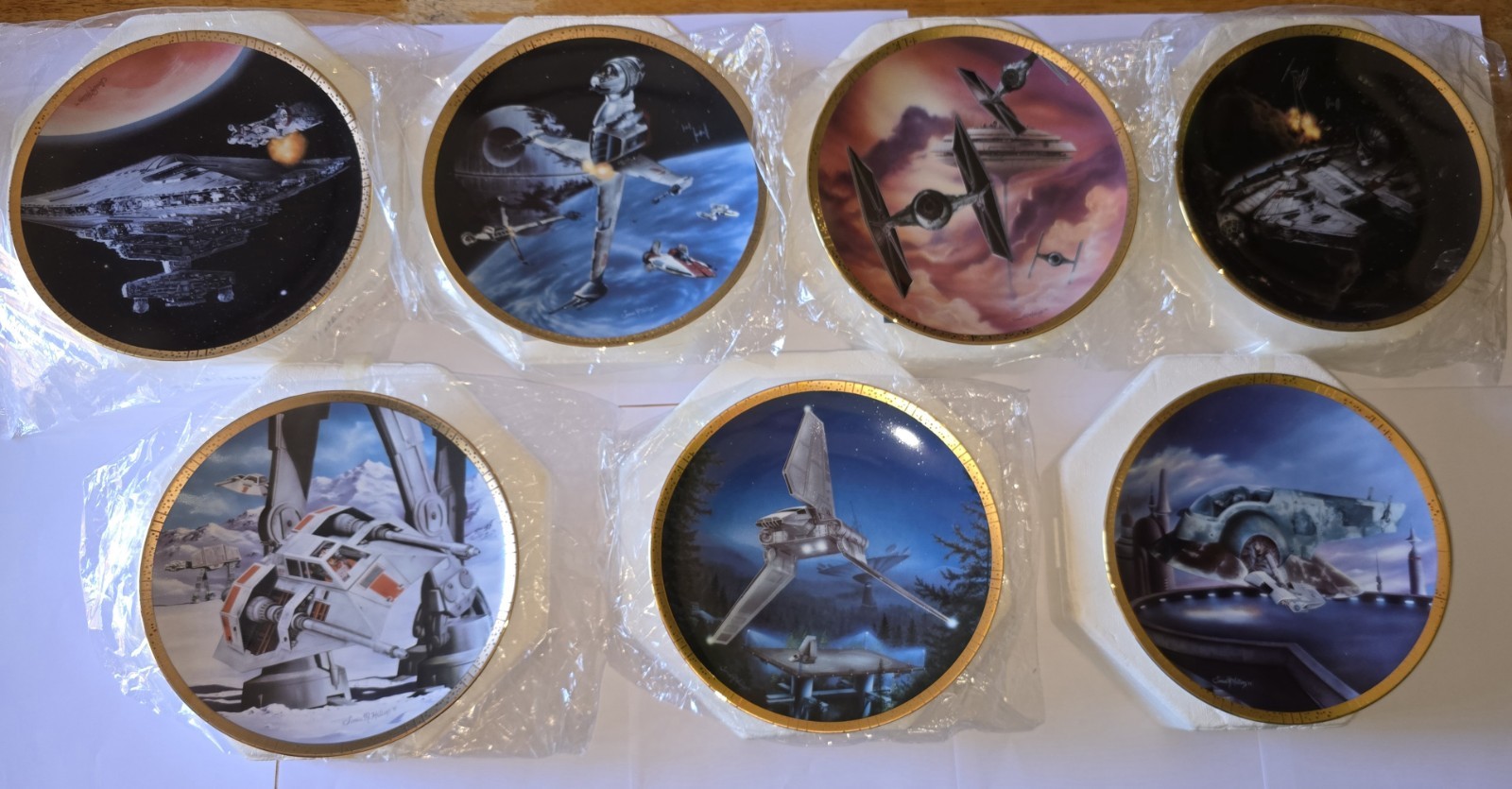 Lot Of 7 Star Wars Space Vehicles Hamilton Plate Collection COA All Brand New