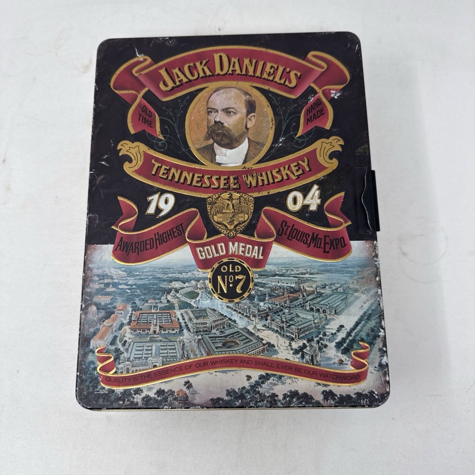Vintage Jack Daniels 1904 Gold Medal No.7 Tennessee Whiskey Large Tin Box Hinged