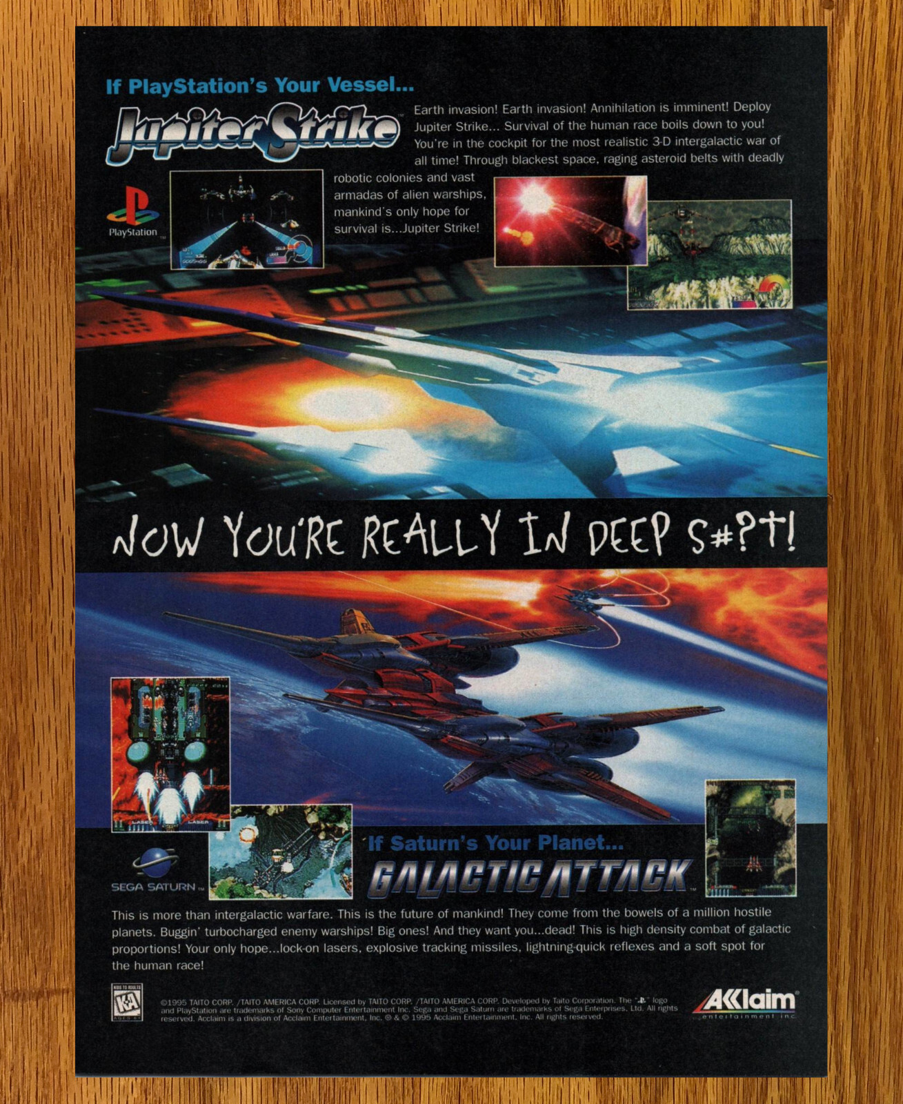 Jupiter Strike Galactic Attack Shoot'em Up Game Print Ad / Poster Promo Art 1996