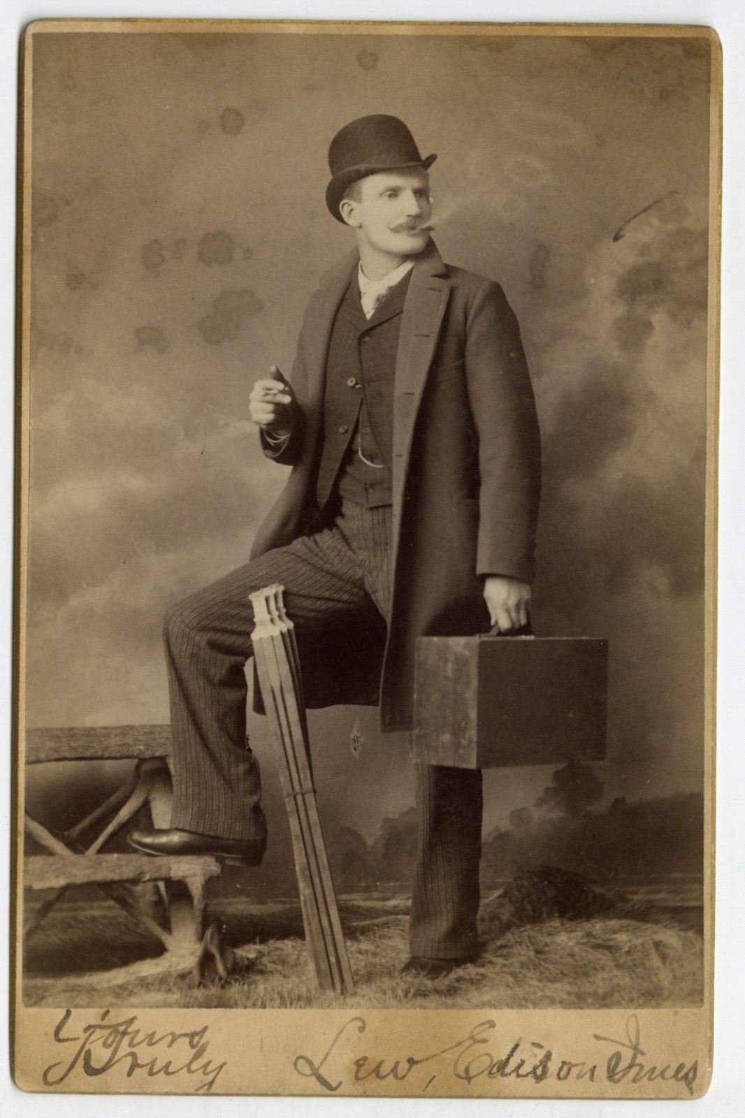 1880s Cabinet Card Photo Self-Portrait of the Photographer Lew Edison Imes