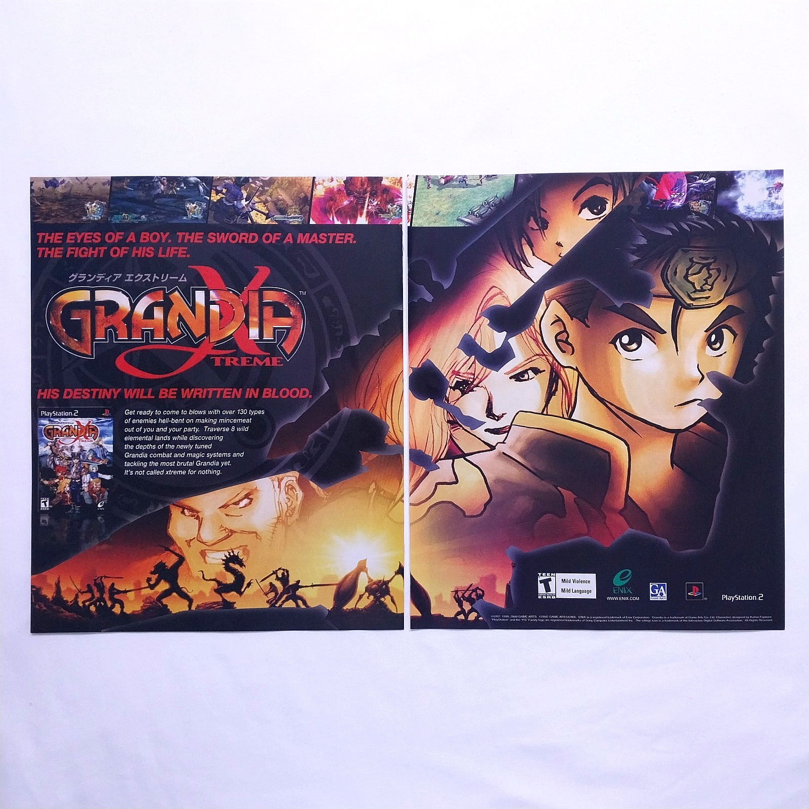 2002 Grandia Xtreme PS2 Video Game Promo Vintage 2 Page Print Ad Advert