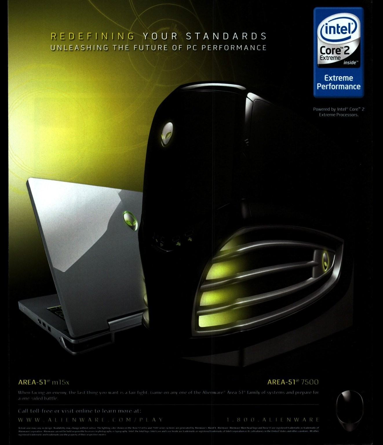 Alienware AREA-51 PC Intel Core 2 Extreme Gaming Print Ad 2008