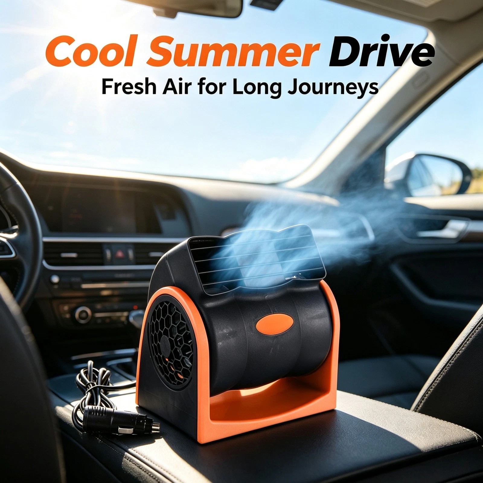 Orange Portable Car Air Conditioner Fan Electric Auto Cooling AC Bladeless