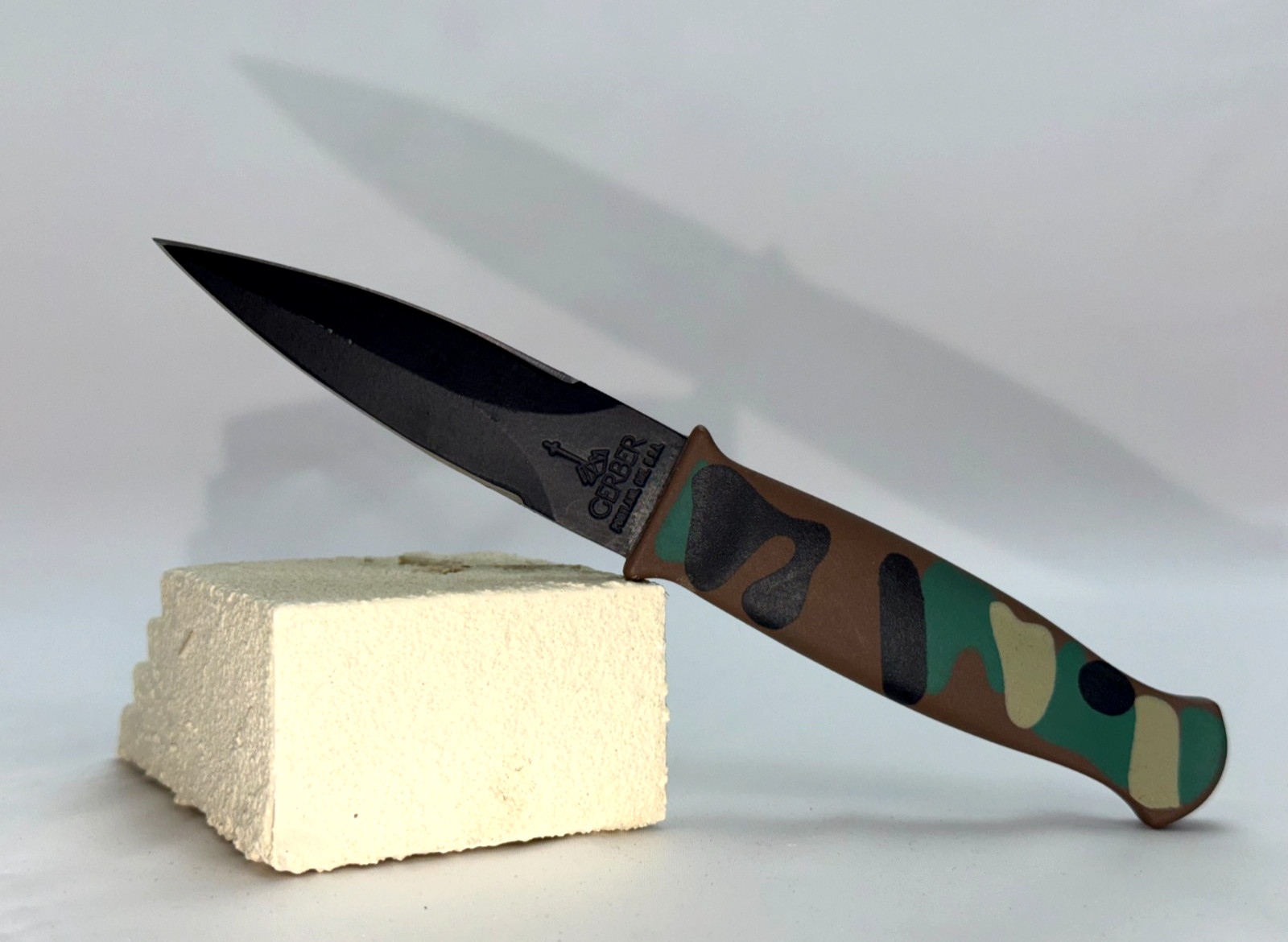 RARE VTG 1990s Gerber Guardian I Loveless Camo Boot Knife K2504S USA Knife Only