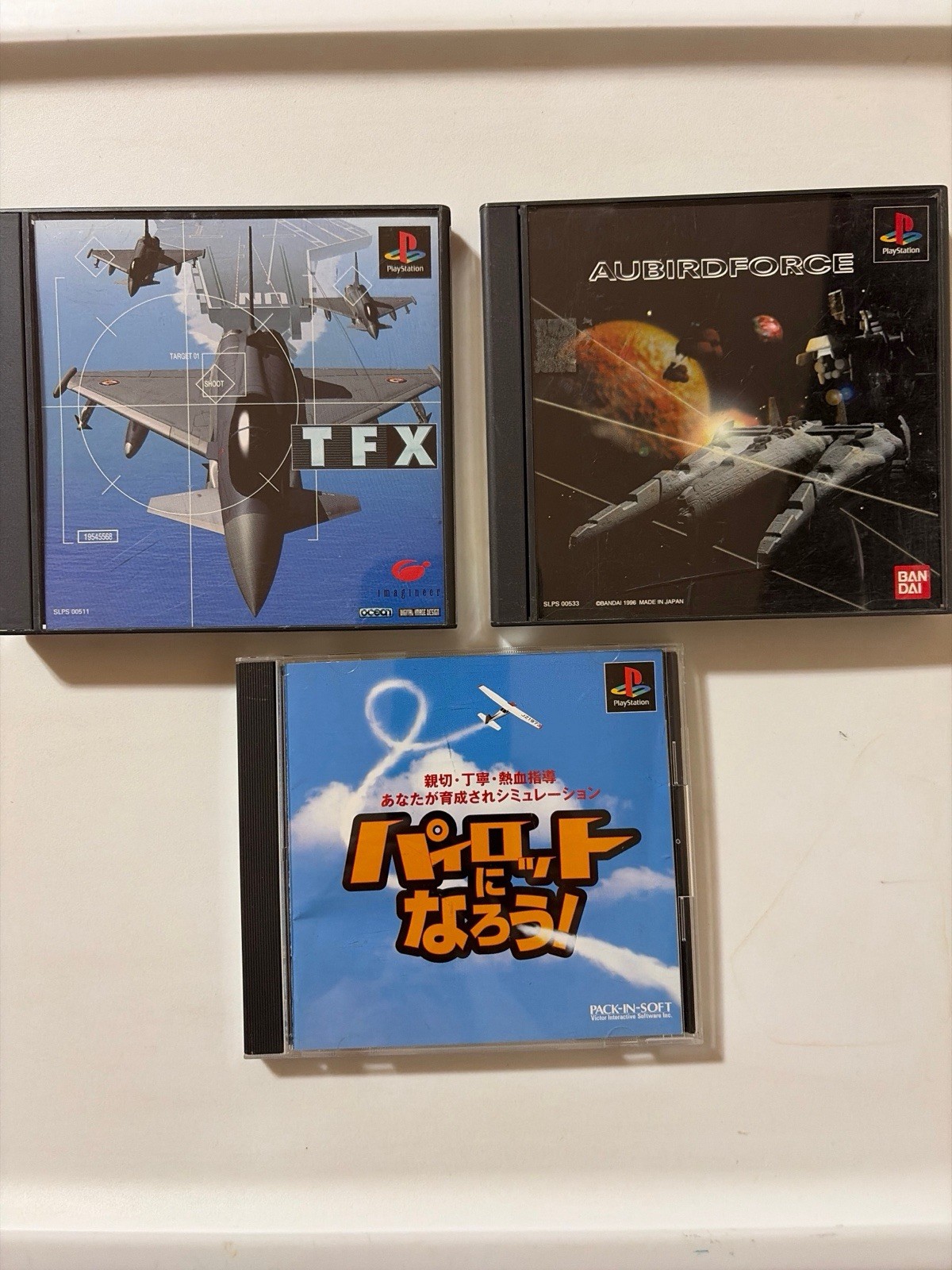 PS1 Flight & Space Sim Game Lot of 3(TFX,Aubirdforce,pilot ni Narou)Japan NTSc-J