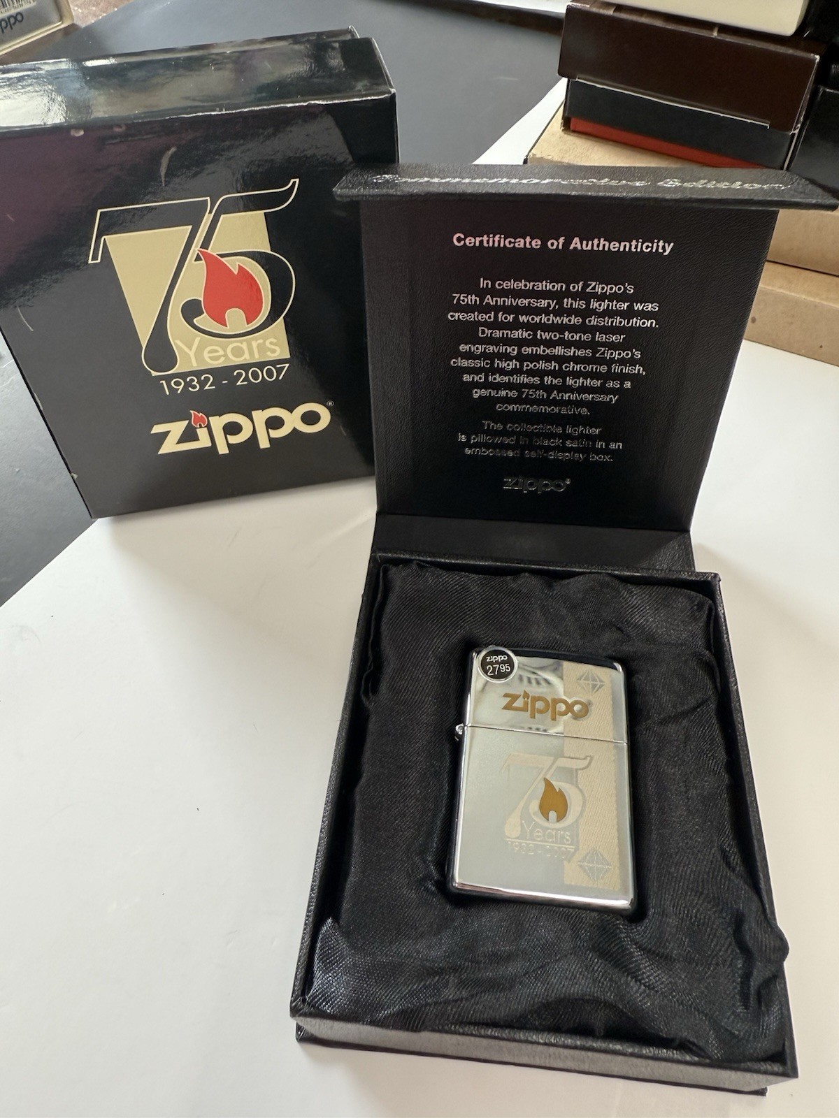 ZIPPO 2007 75 YEARS ANNIVERSARY 1932-2007 LIGHTER SEALED IN BOX #698