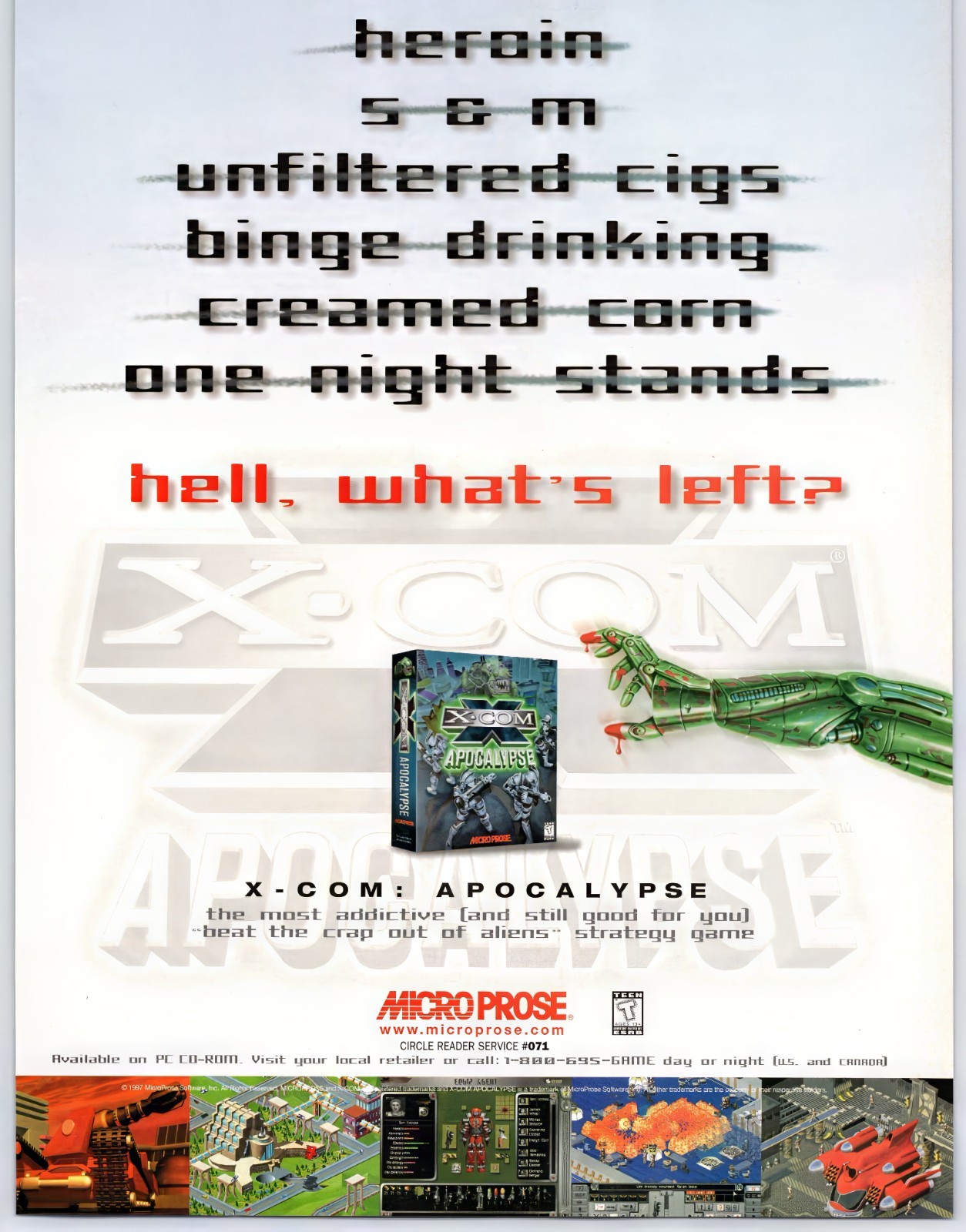 X-Com Apocalypse - PC Game - Aliens - Original Vintage Print Ad Promo Art 1997