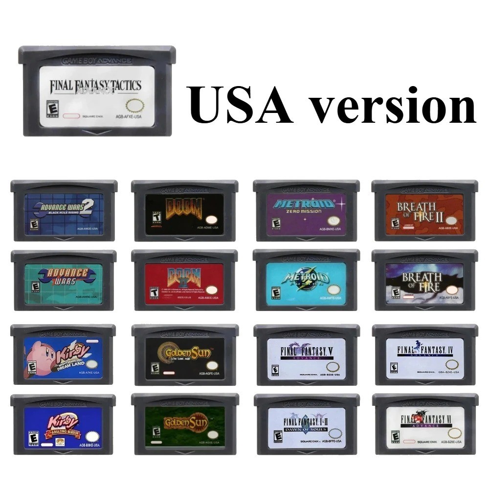 GBA Game Cartridge Final Fantasy Advance Wars Metroid Kirby Golden Sun Doom
