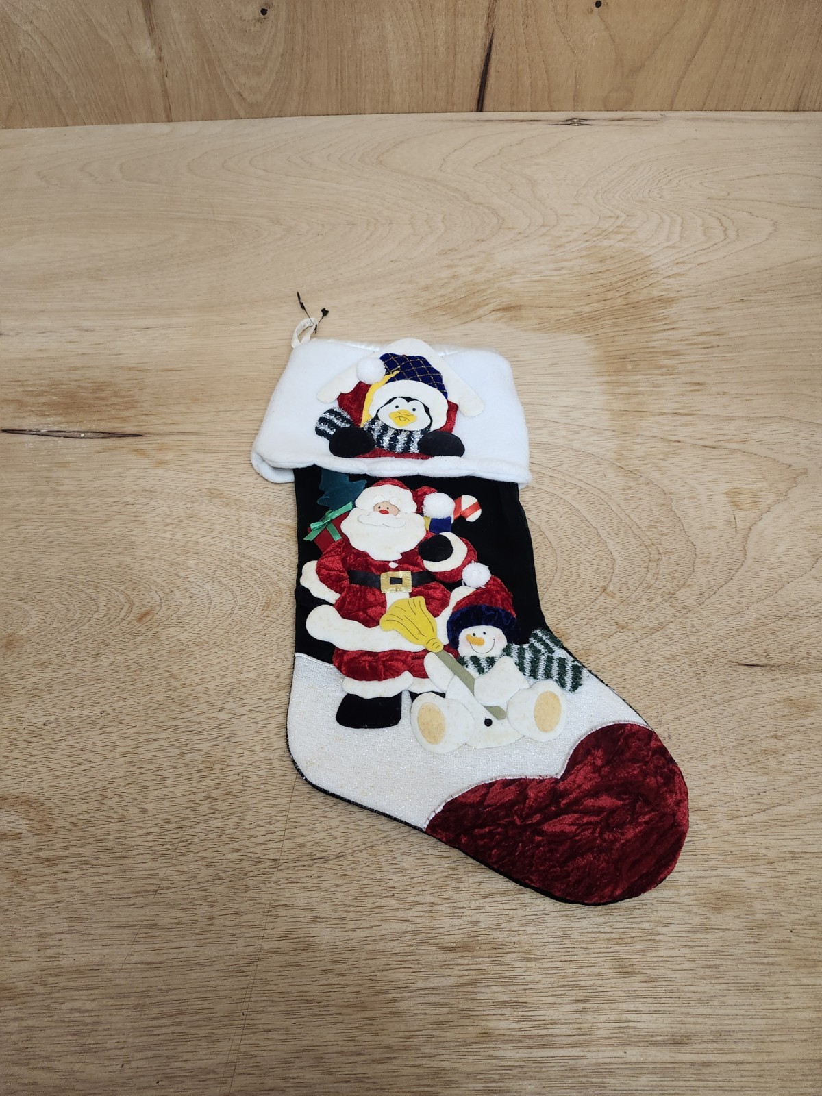 2003 Prima Creations Santa Christmas Stocking Felt Applique 3D Plush Green 18\