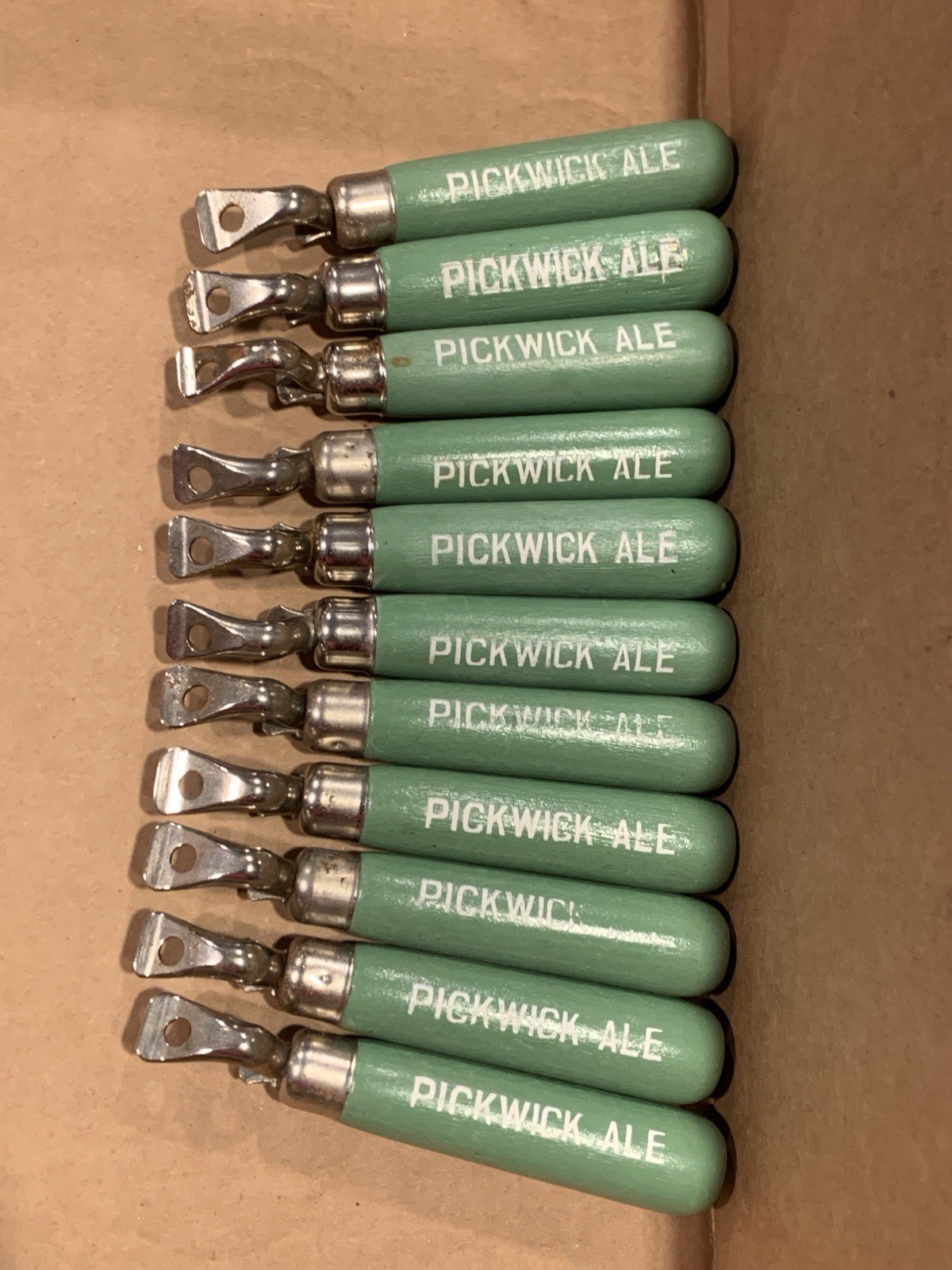 LOT 11 NOS 1930'S PICKWICK HAFFENREFFER ALE WOODEN BEER BOTTLE OPENER BOSTON MA
