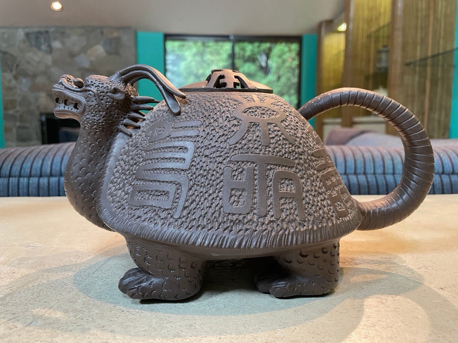 VTG Chinese Dragon-turtle Clay Yixing-style Purple Clay Tea Pot with Lid Marked